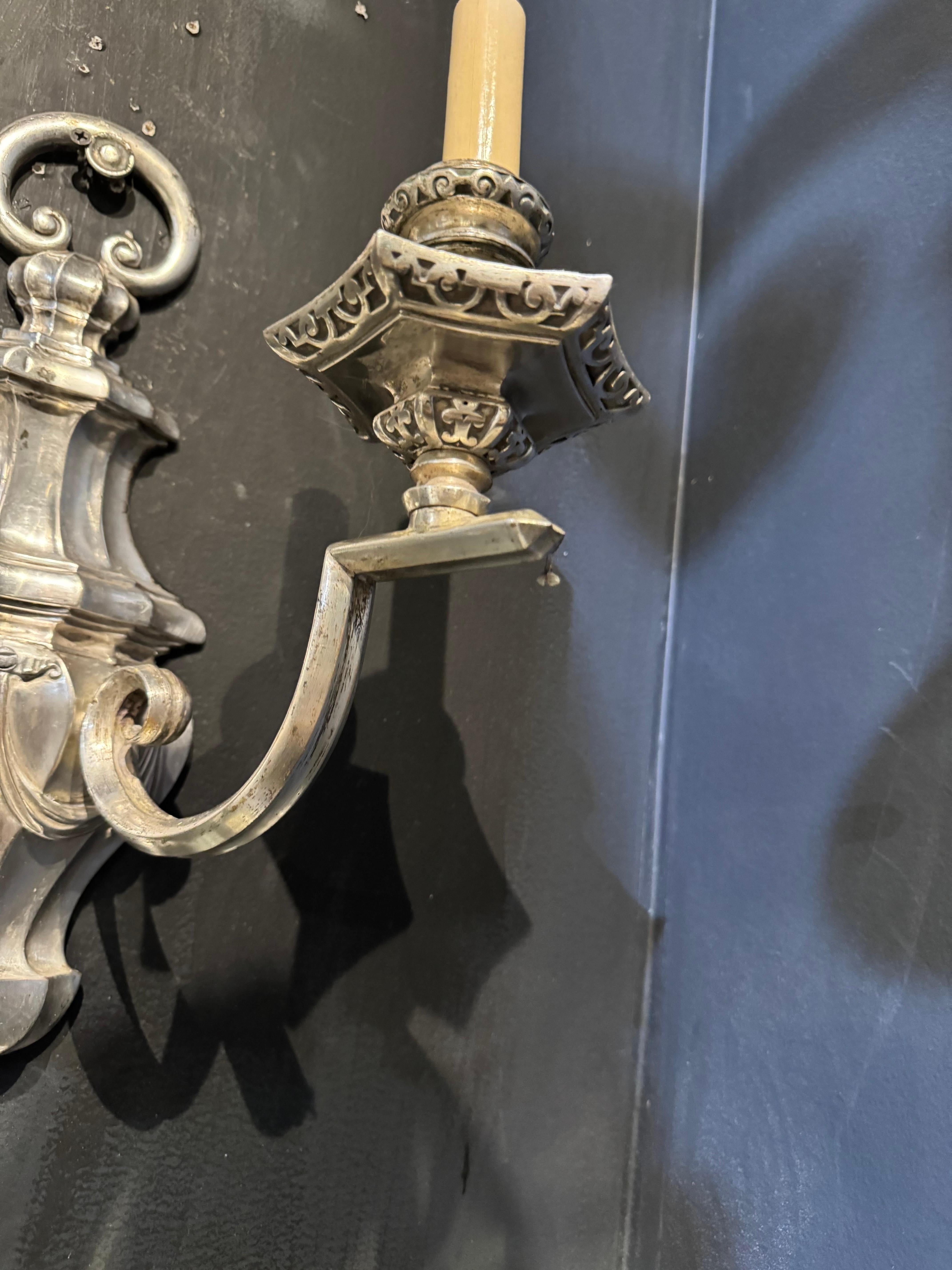 Americano 1900 Caldwell, lampade placcate in argento in vendita
