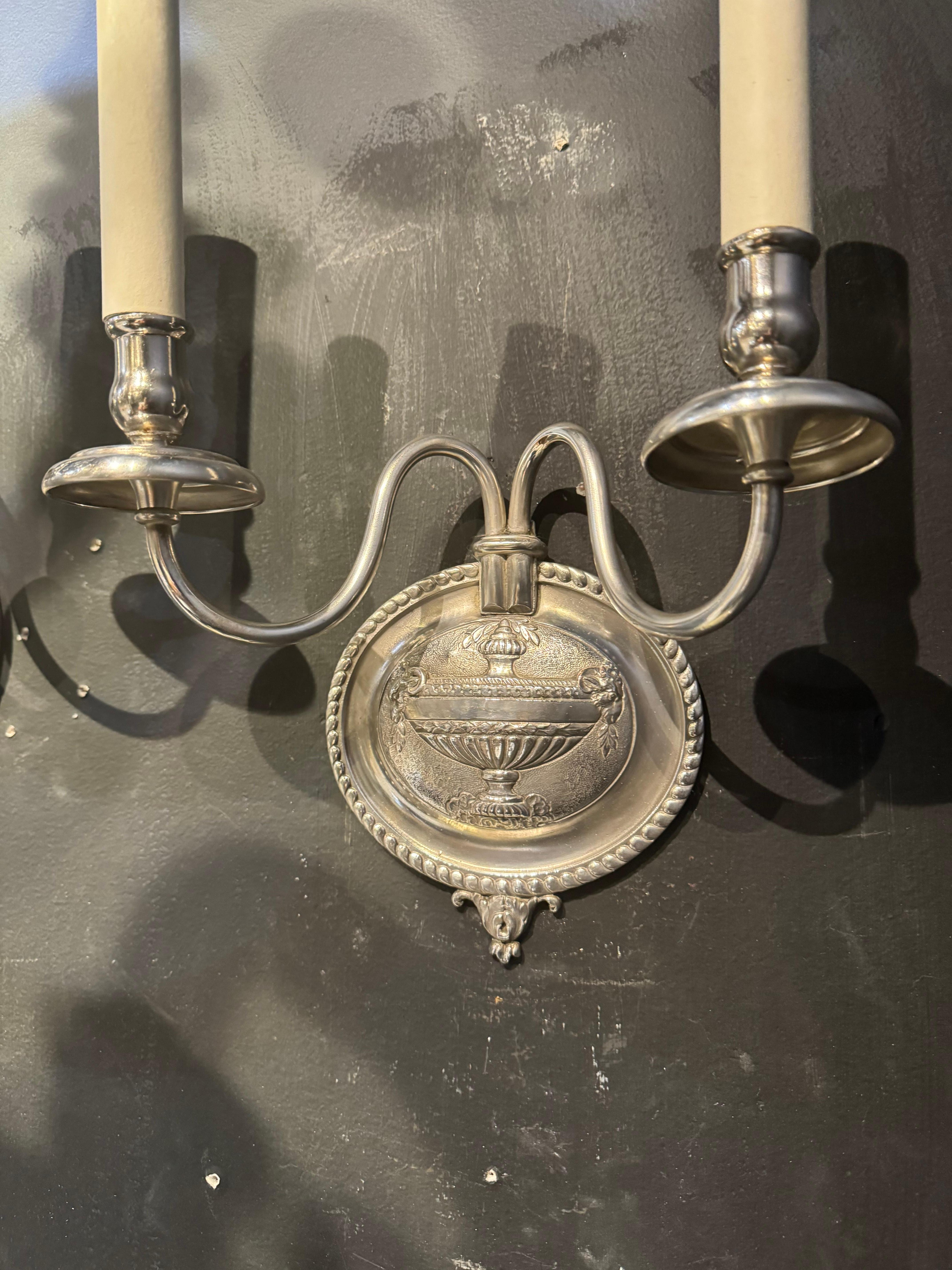 Americano 1900 Caldwell Sconcese placcate in argento in vendita