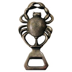 Coupe-bouteille astrologique française en métal argenté pour cancer, 1970