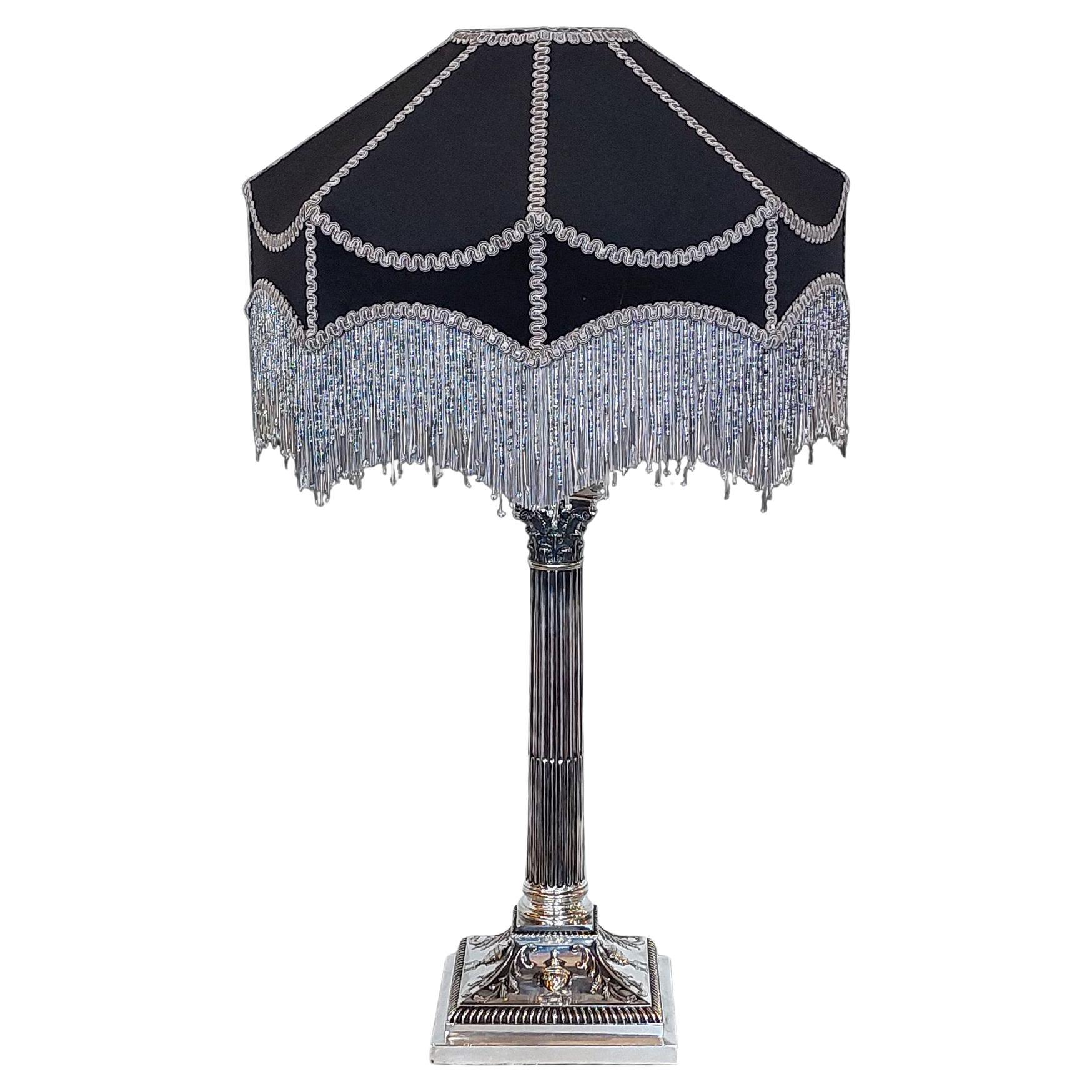Silver Plated Candlestick Lamp