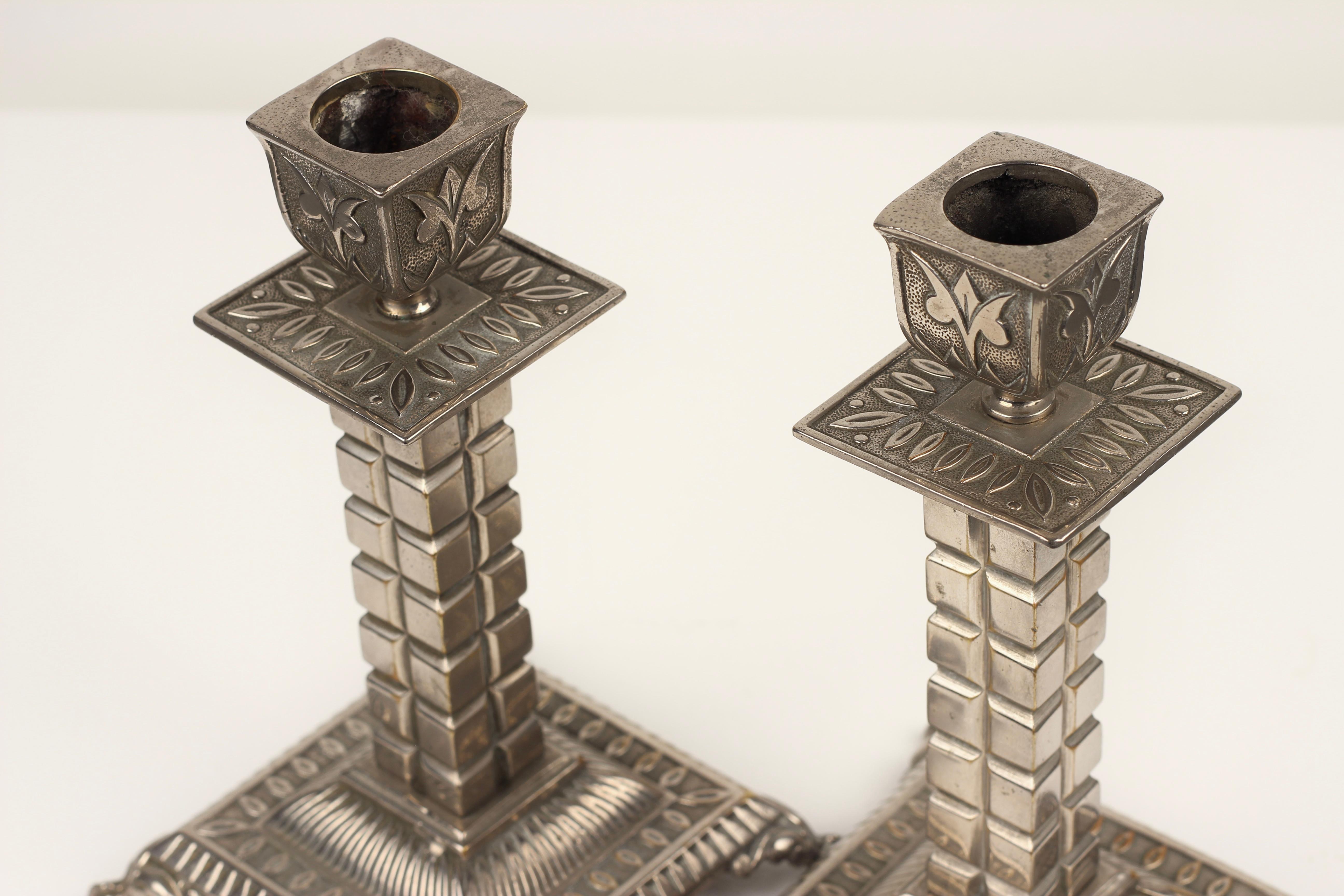 Silver-plated candlesticks by William Tonks and Sons, late 19th century For Sale 6