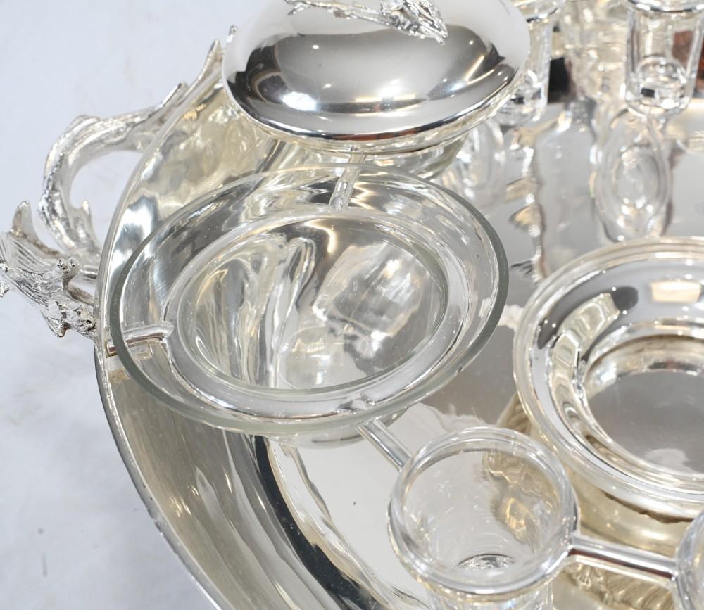Art Deco Silver Plated Caviar Set For Sale