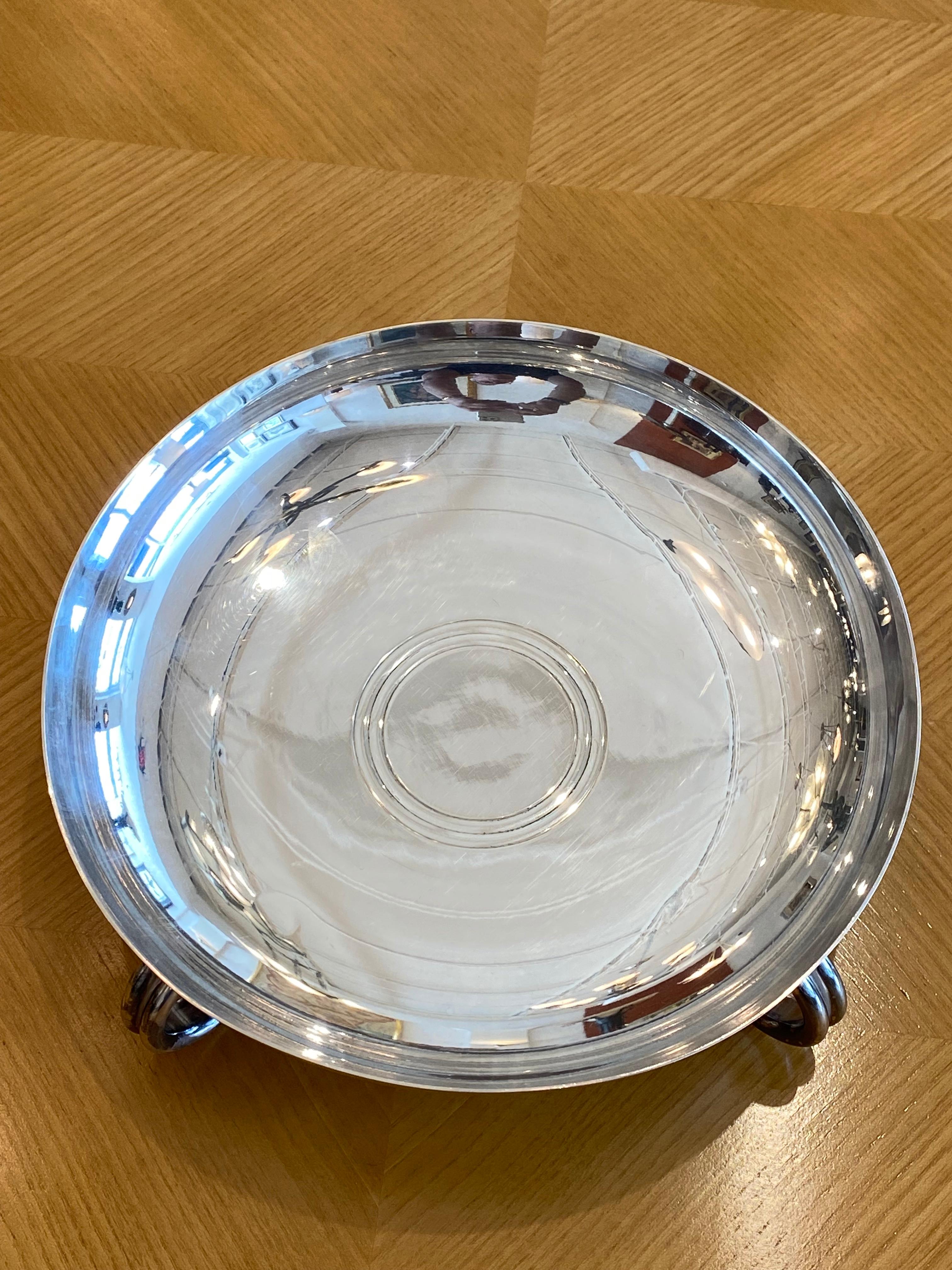 French Art Deco Silver Plated Center Piece by Christofle Designed by Luc Lanel For Sale
