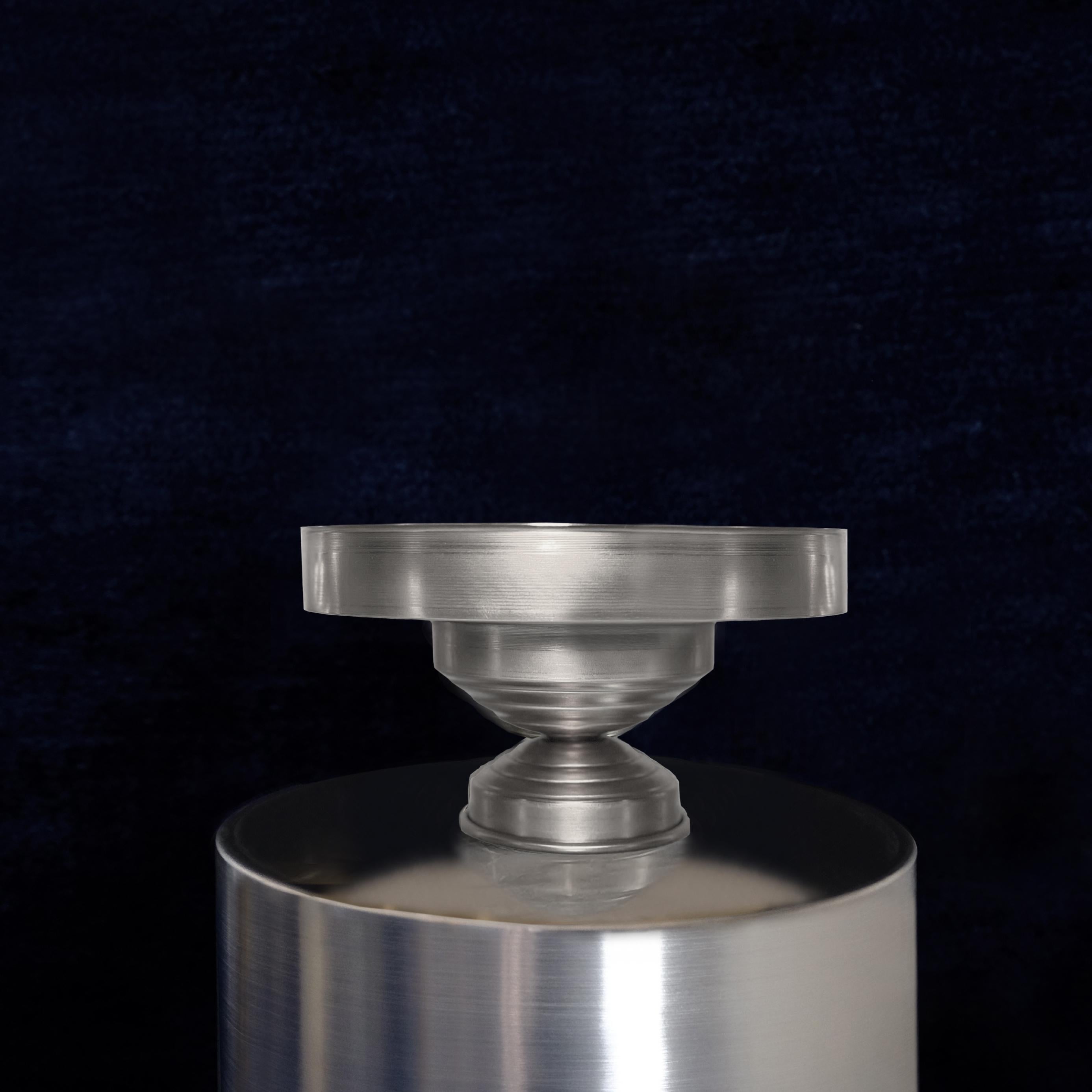 Hand-Crafted Silver Plated Centerpiece Pedestal, Sculptural Italian Design, 2020s - Set of 4 For Sale