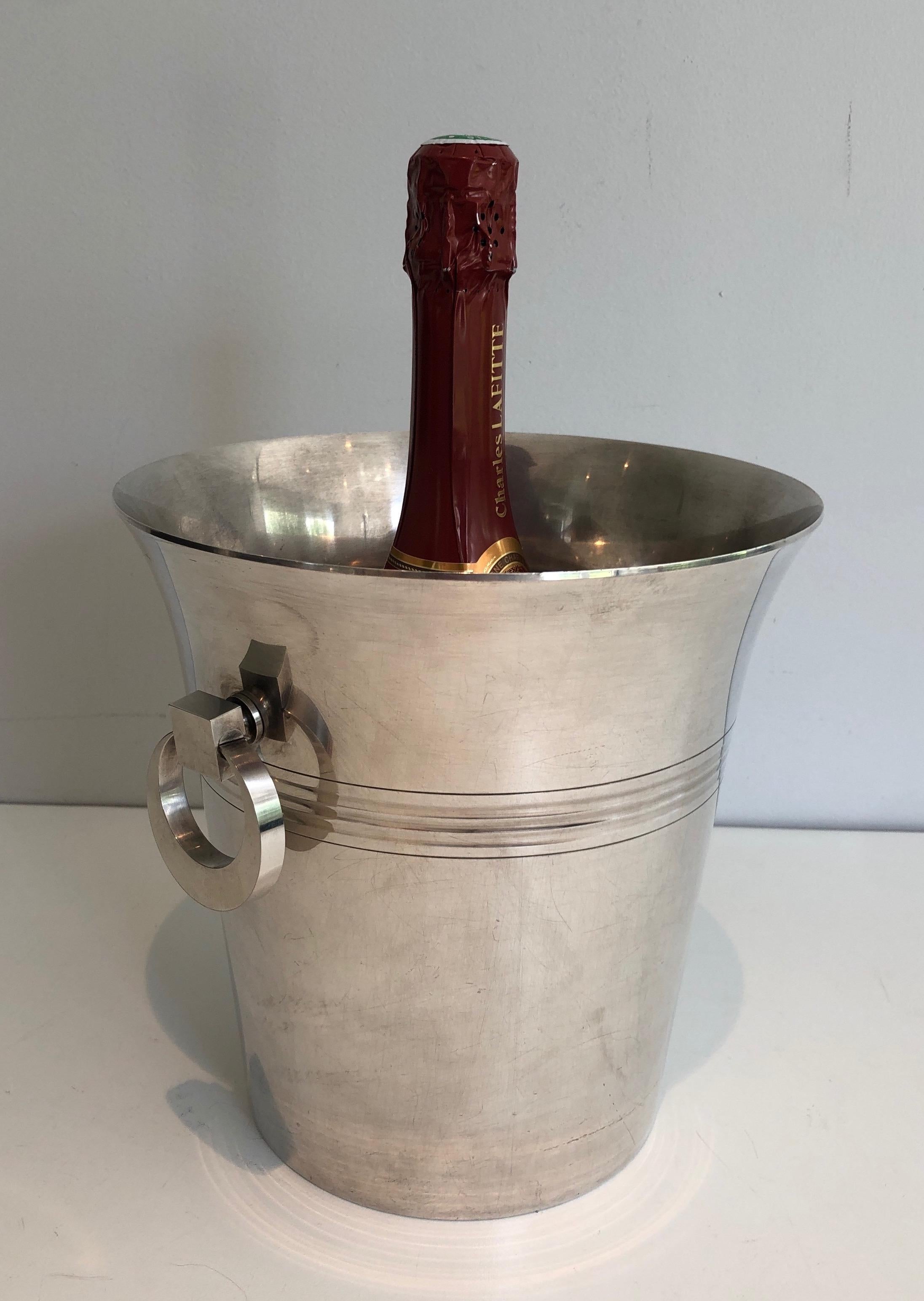 Silver Plated Champagne Bucket, Art Deco Period French Work Marked, circa 1930 For Sale 8