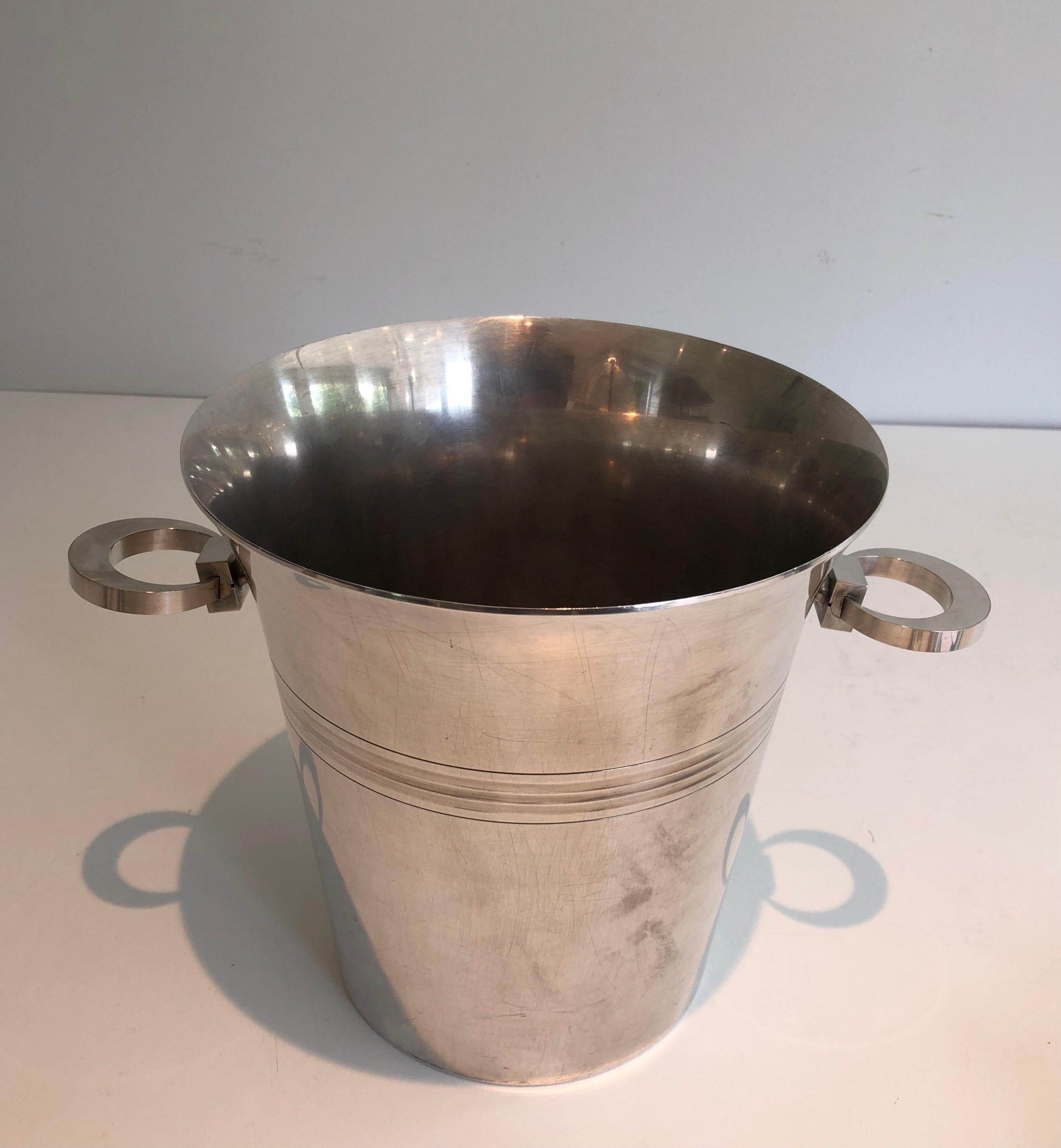 Silver Plated Champagne Bucket, Art Deco Period French Work Marked, circa 1930 For Sale 11