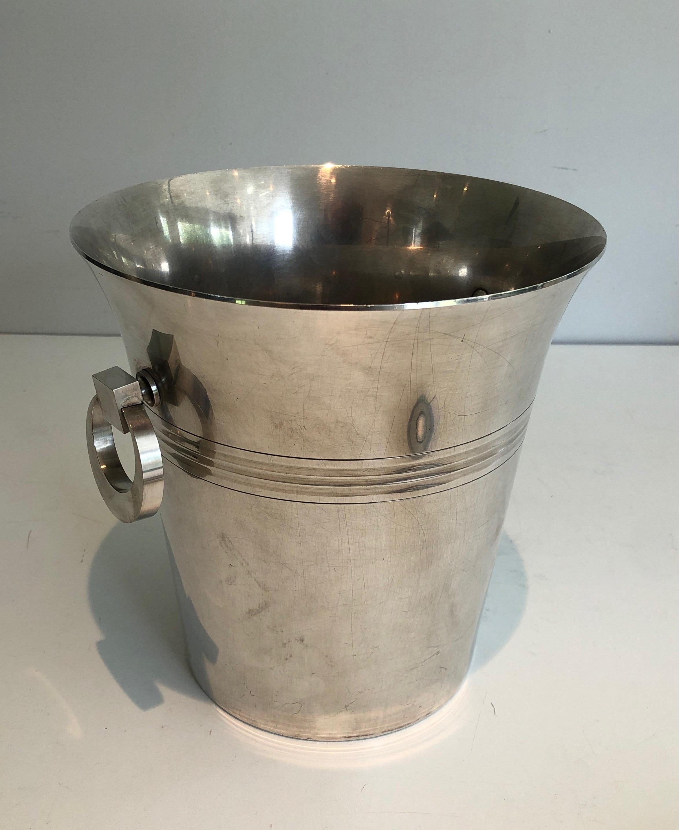 Silver Plated Champagne Bucket, Art Deco Period French Work Marked, circa 1930 For Sale 13