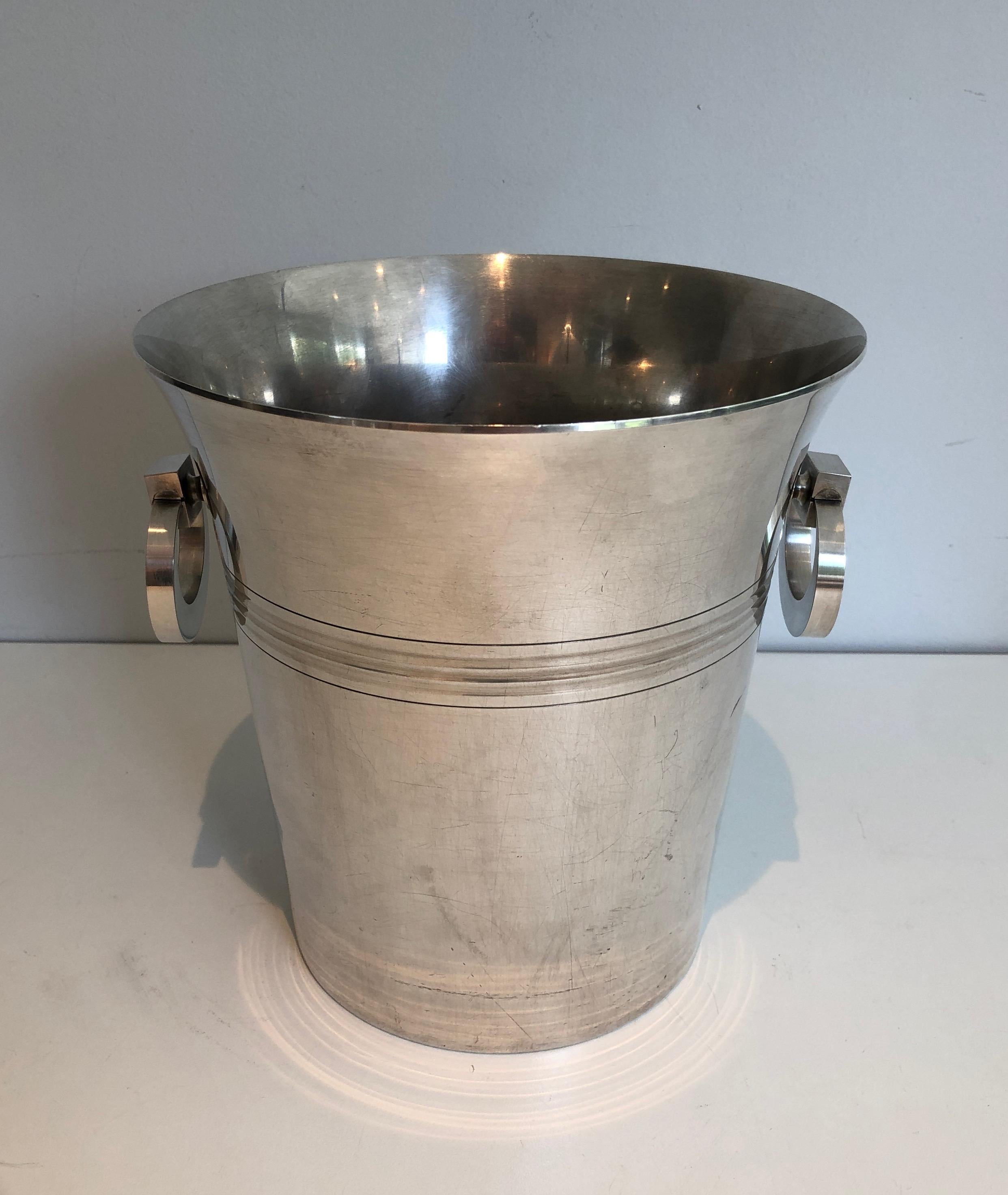 Silver Plated Champagne Bucket, Art Deco Period French Work Marked, circa 1930 For Sale 1