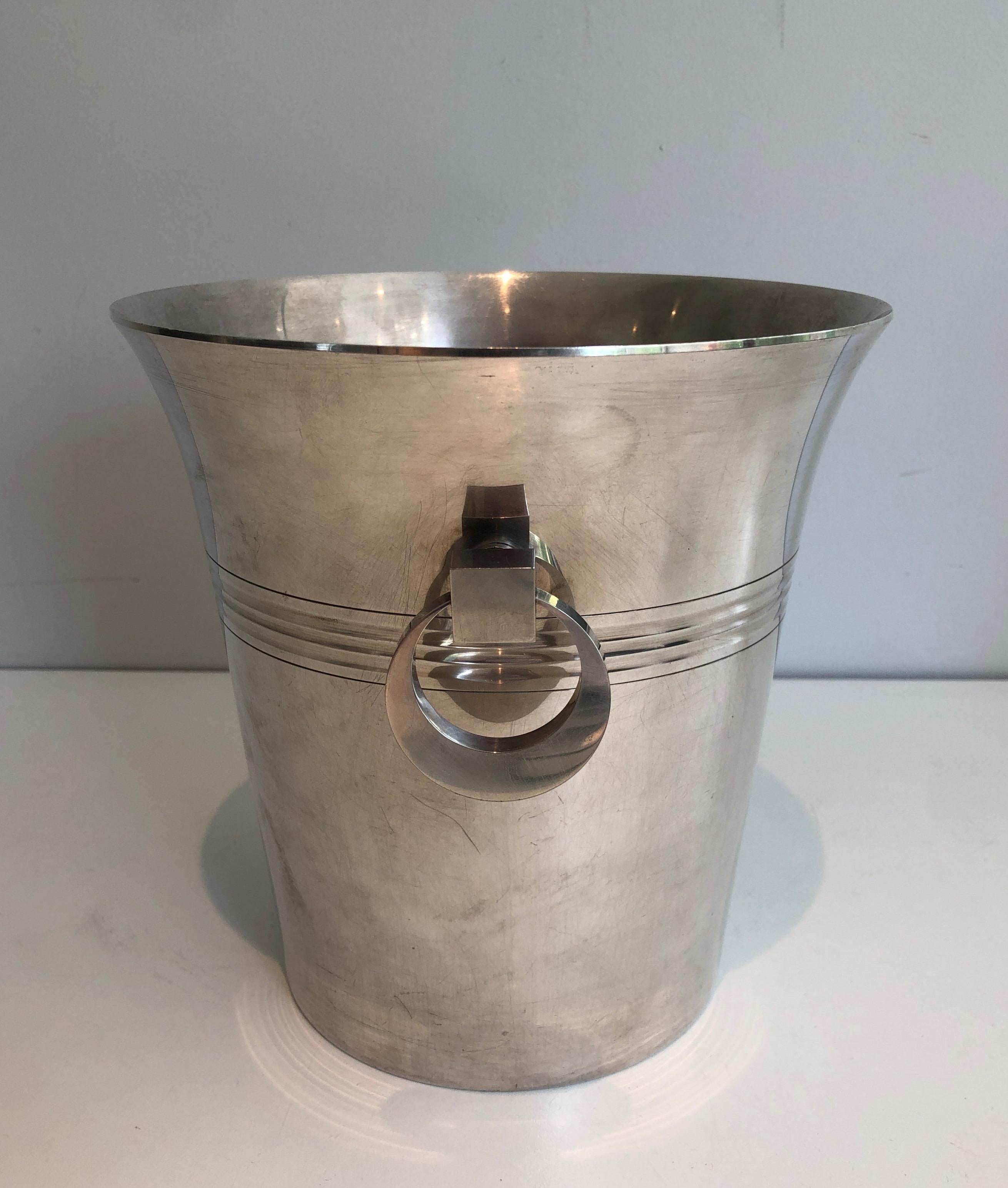 Silver Plated Champagne Bucket, Art Deco Period French Work Marked, circa 1930 For Sale 2