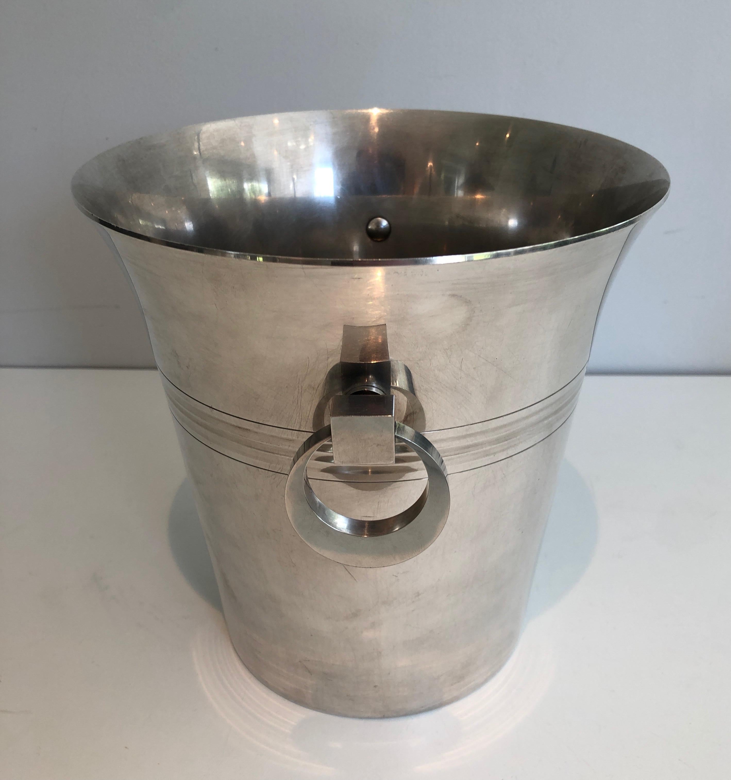 Silver Plated Champagne Bucket, Art Deco Period French Work Marked, circa 1930 For Sale 3