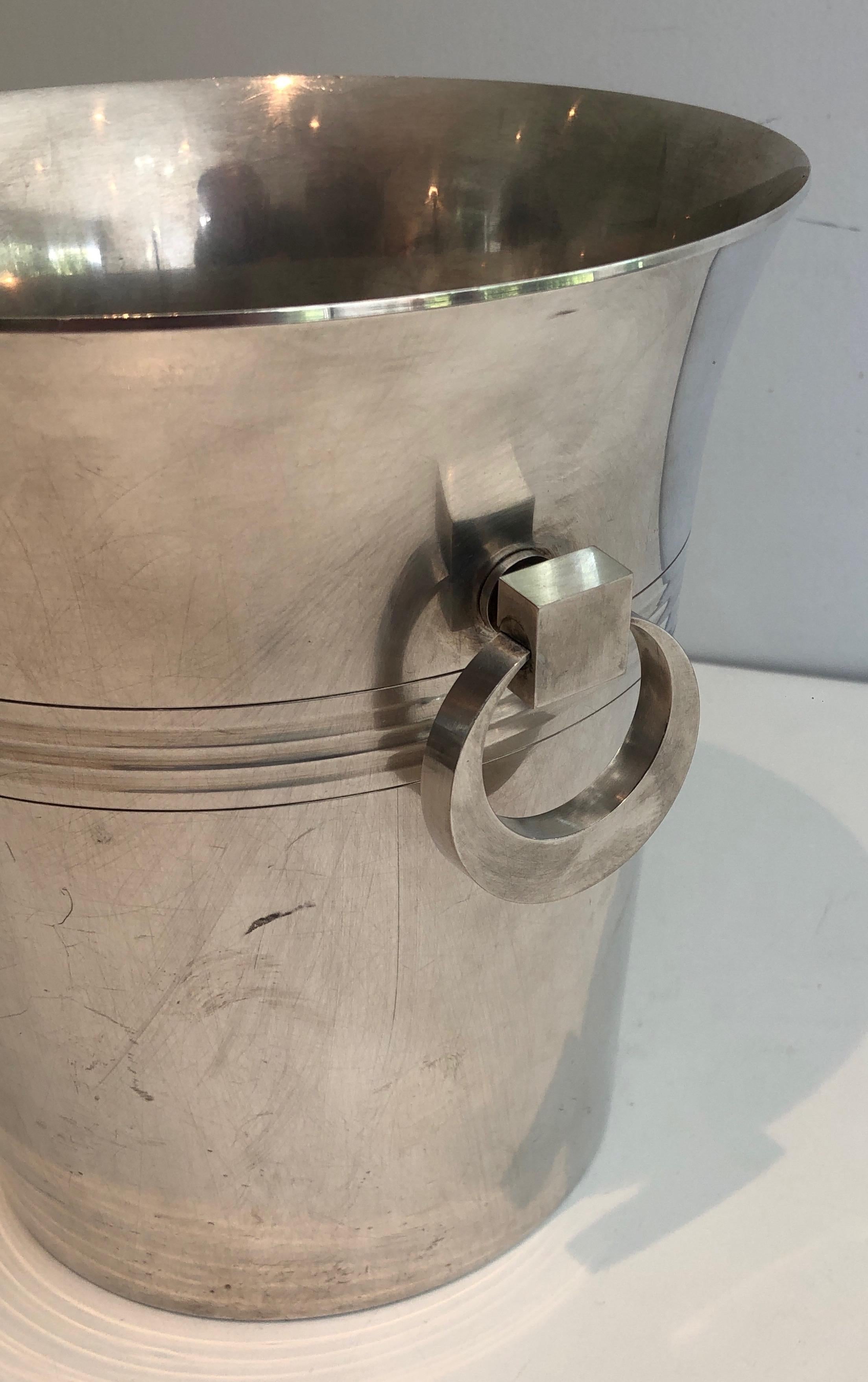 Silver Plated Champagne Bucket, Art Deco Period French Work Marked, circa 1930 For Sale 4