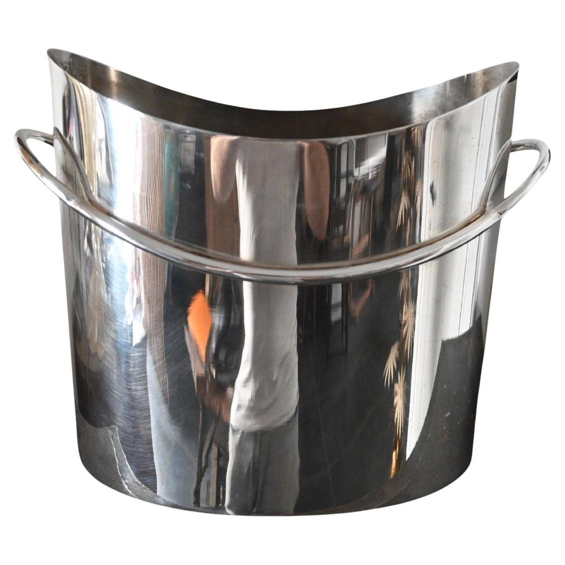 Cubo de champán bañado en plata, diseño italiano de Bora's (1950-1974) en venta