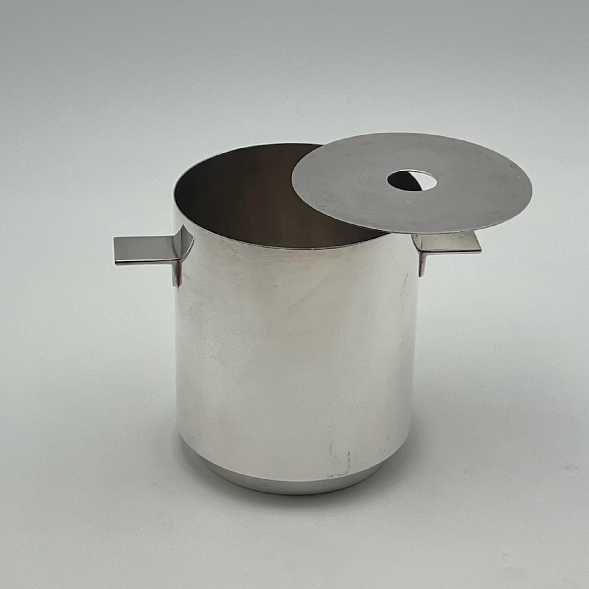 Mid-Century Modern Silver Plated Champagne Bucket with Cap by Lino Sabattini Christofle France, 60s