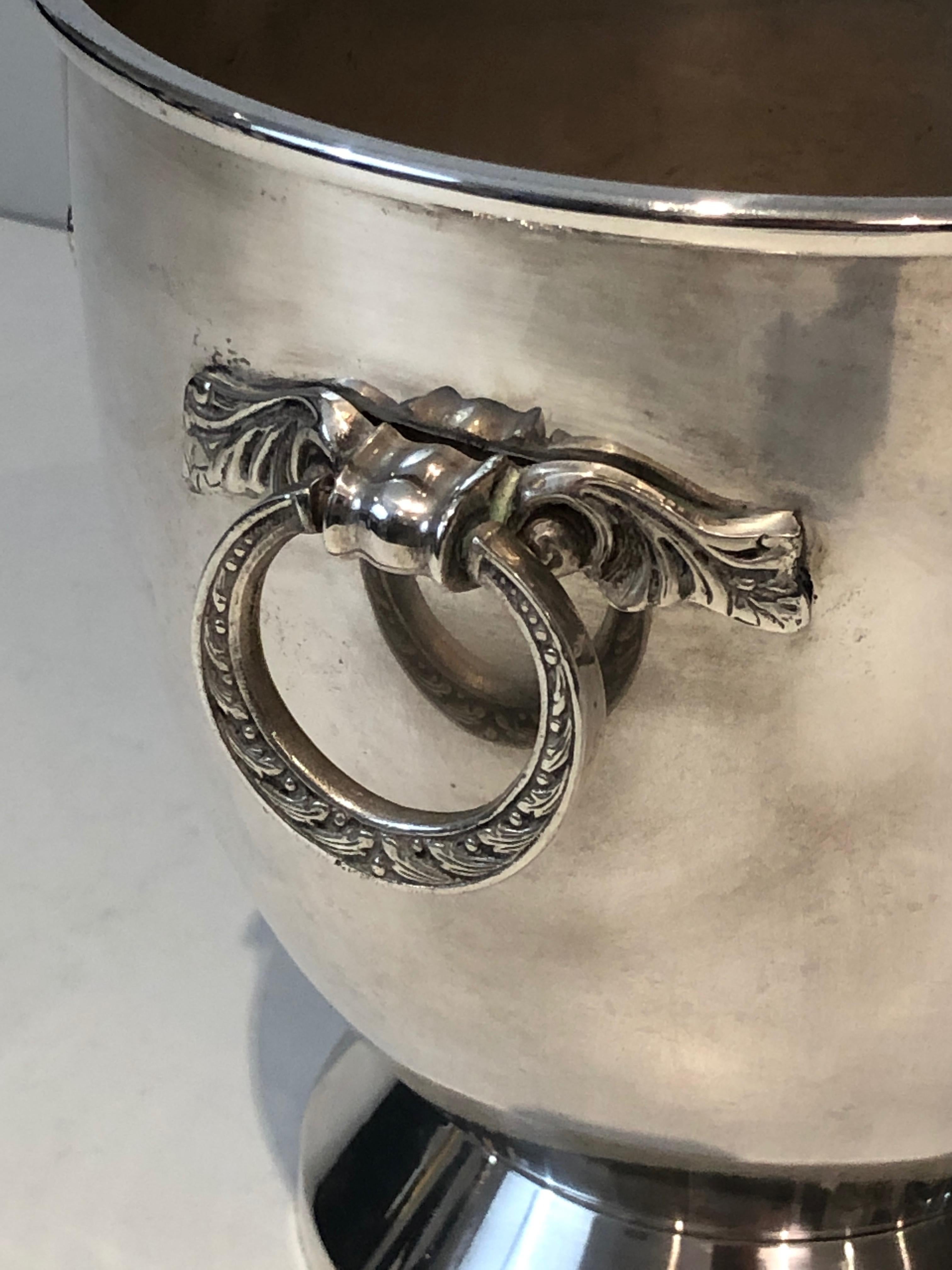 Silver Plated Champagne Bucket with Grappes Decor, French, Circa 1930 6