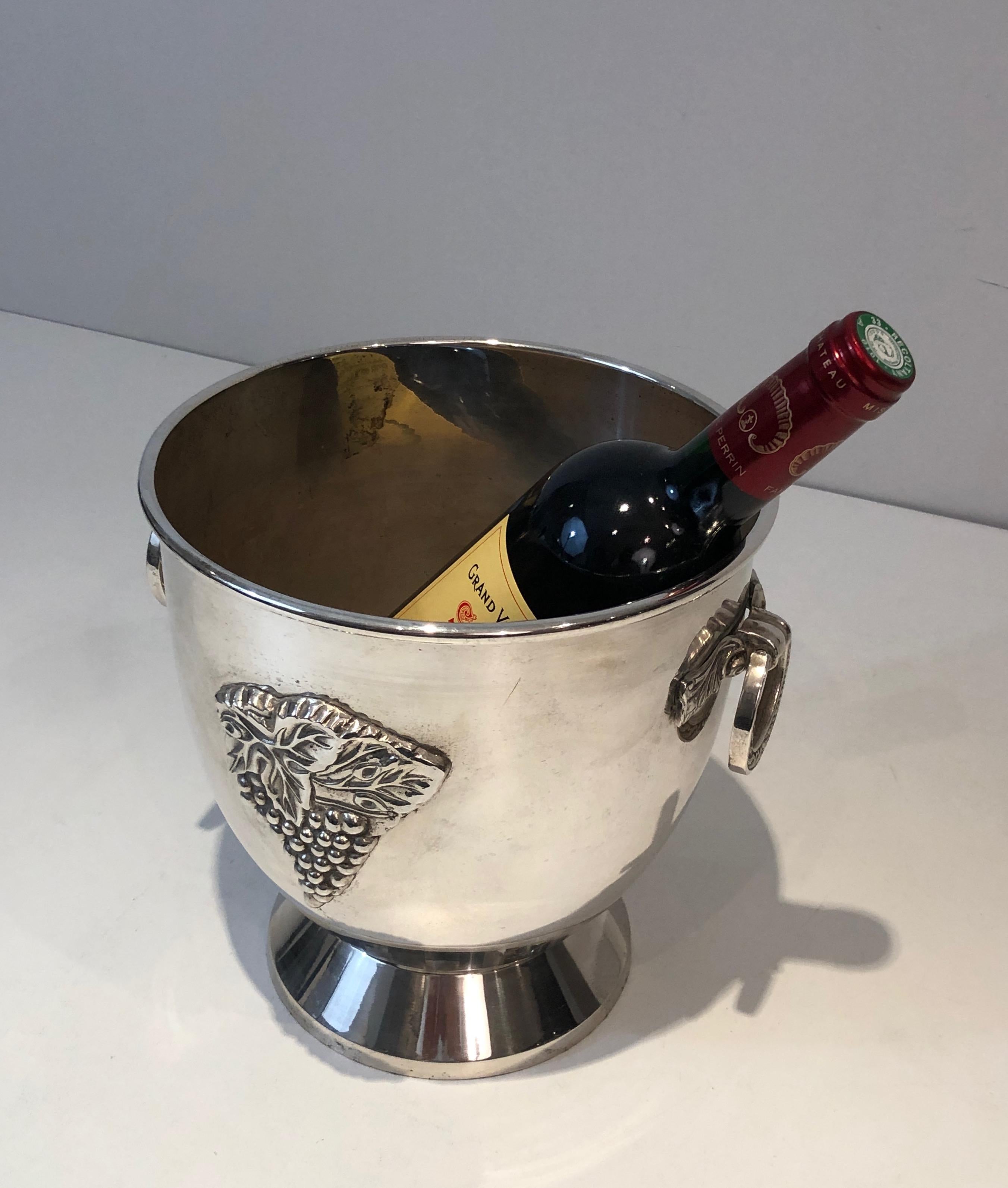 Silver Plated Champagne Bucket with Grappes Decor, French, Circa 1930 7