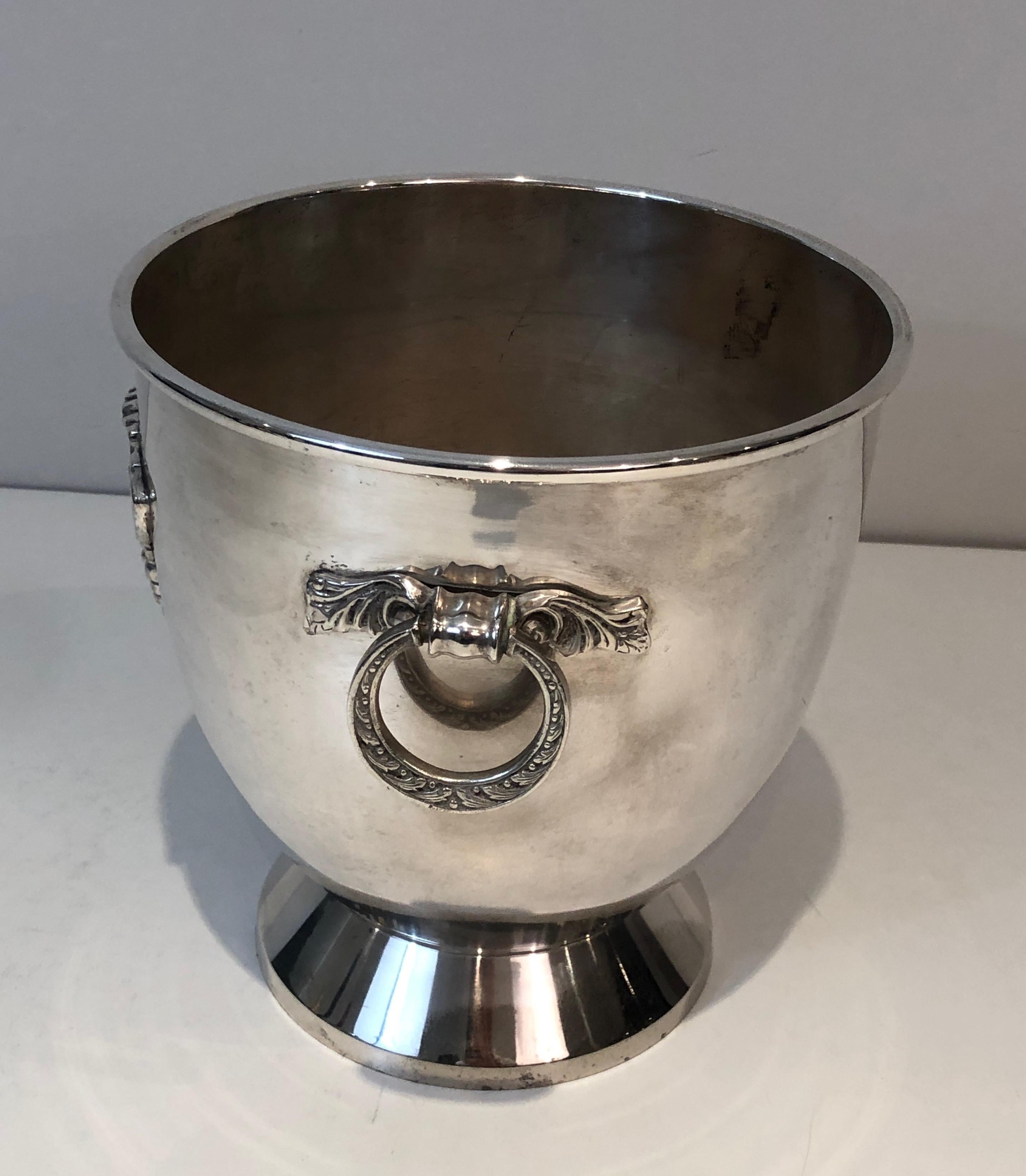 Silver Plated Champagne Bucket with Grappes Decor, French, Circa 1930 2