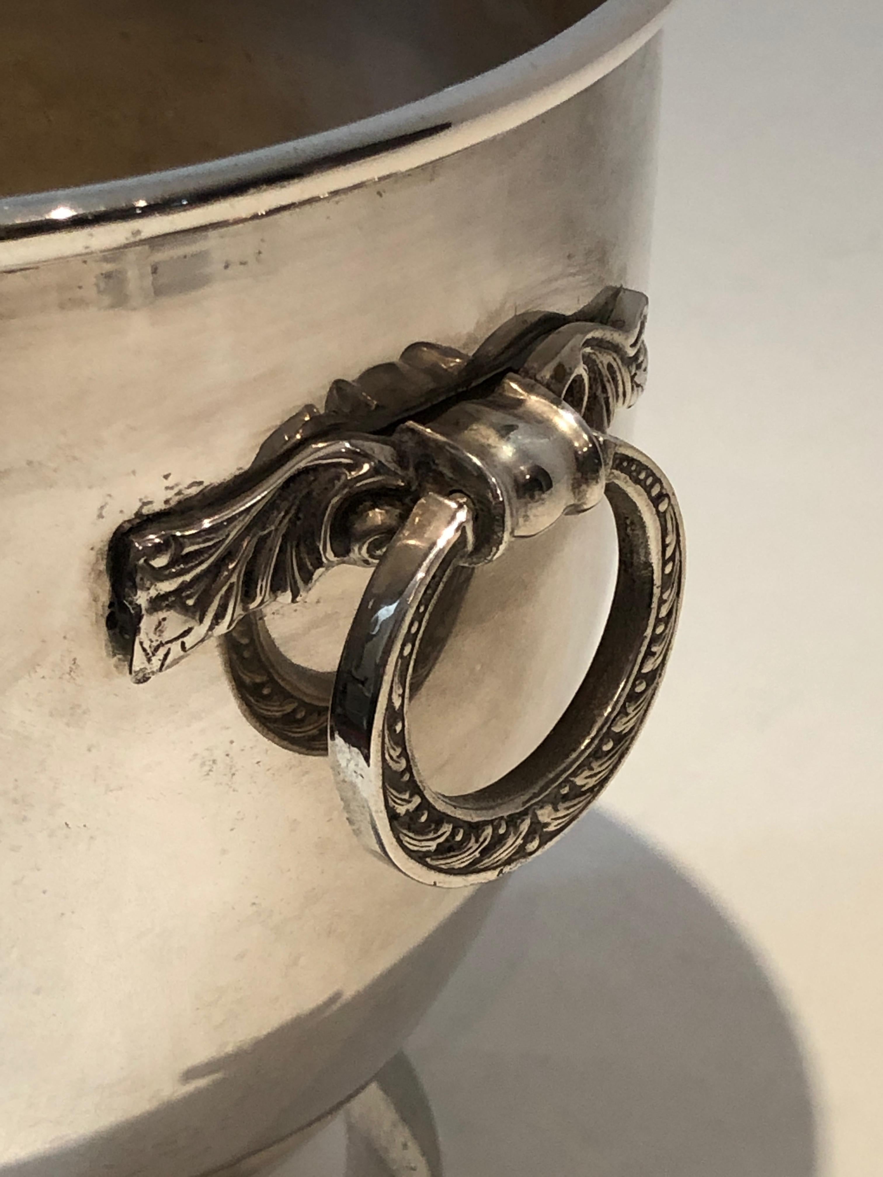 Silver Plated Champagne Bucket with Grappes Decor, French, Circa 1930 3