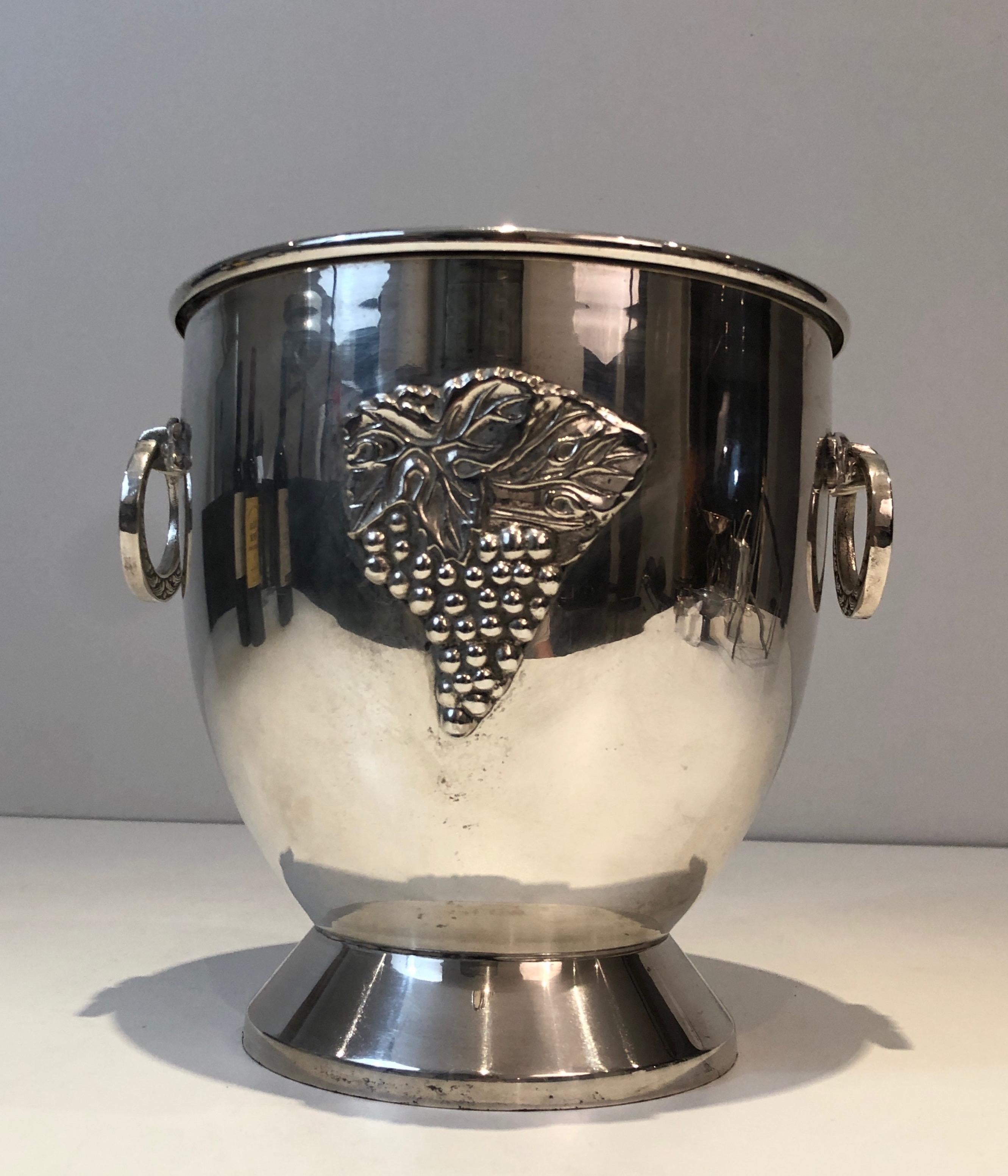 Silver Plated Champagne Bucket with Grappes Decor, French, Circa 1930 4