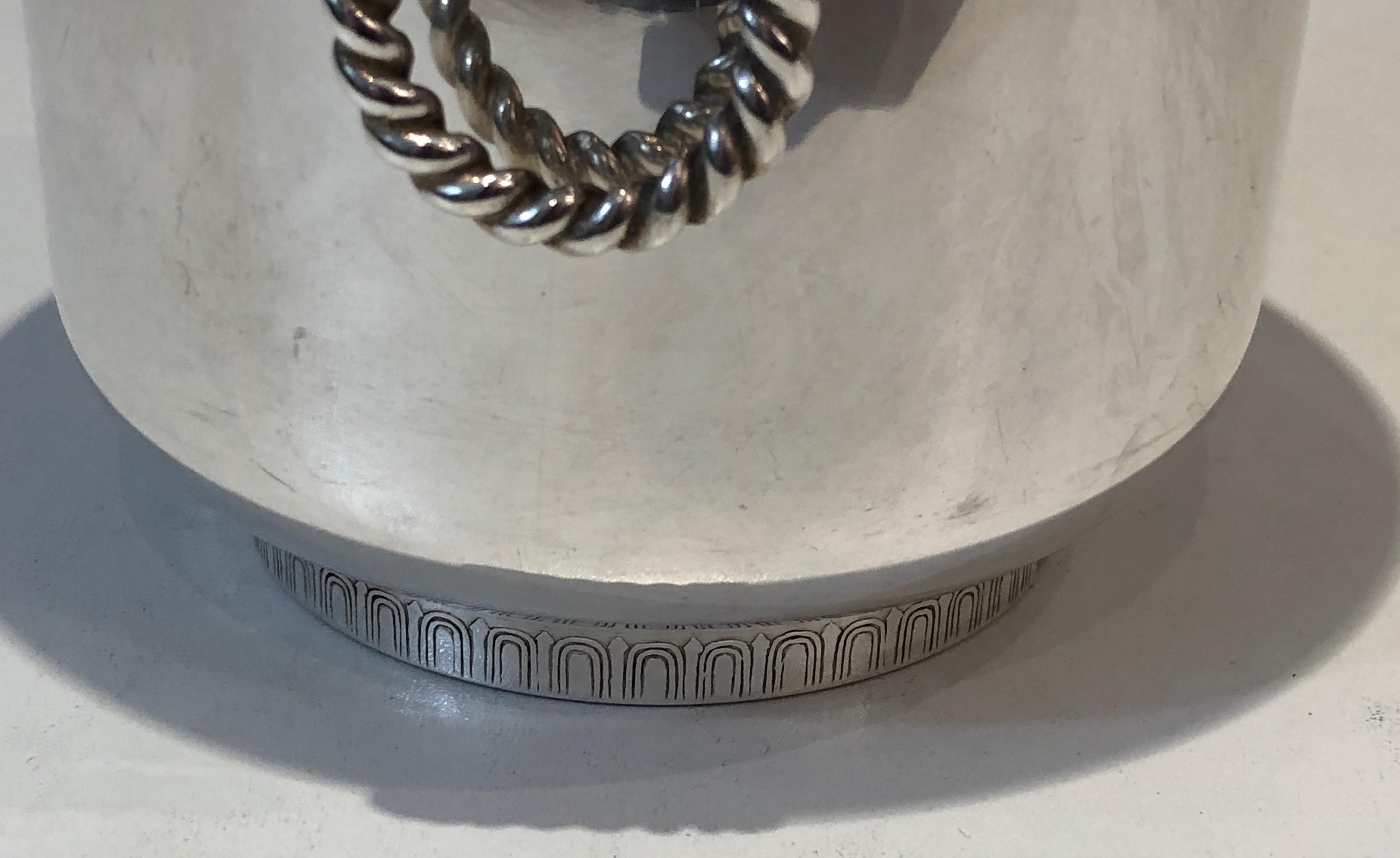Silver Plated Champagne Bucket with Lion Heads Handles, French, circa 1930 3