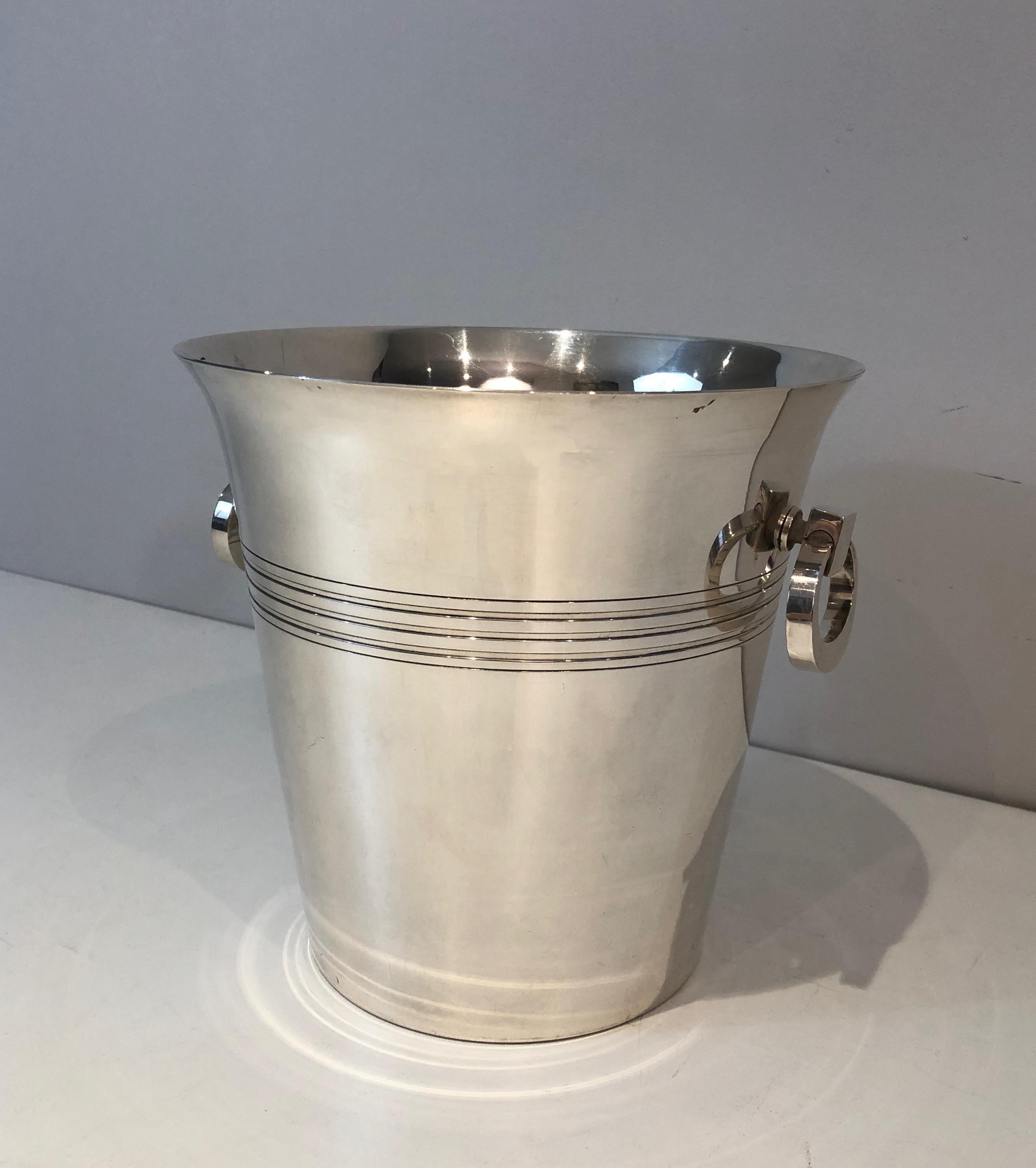 Art Deco Silver Plated Champagne Bucket, English Marked EPB and Numbered, Circa 1930