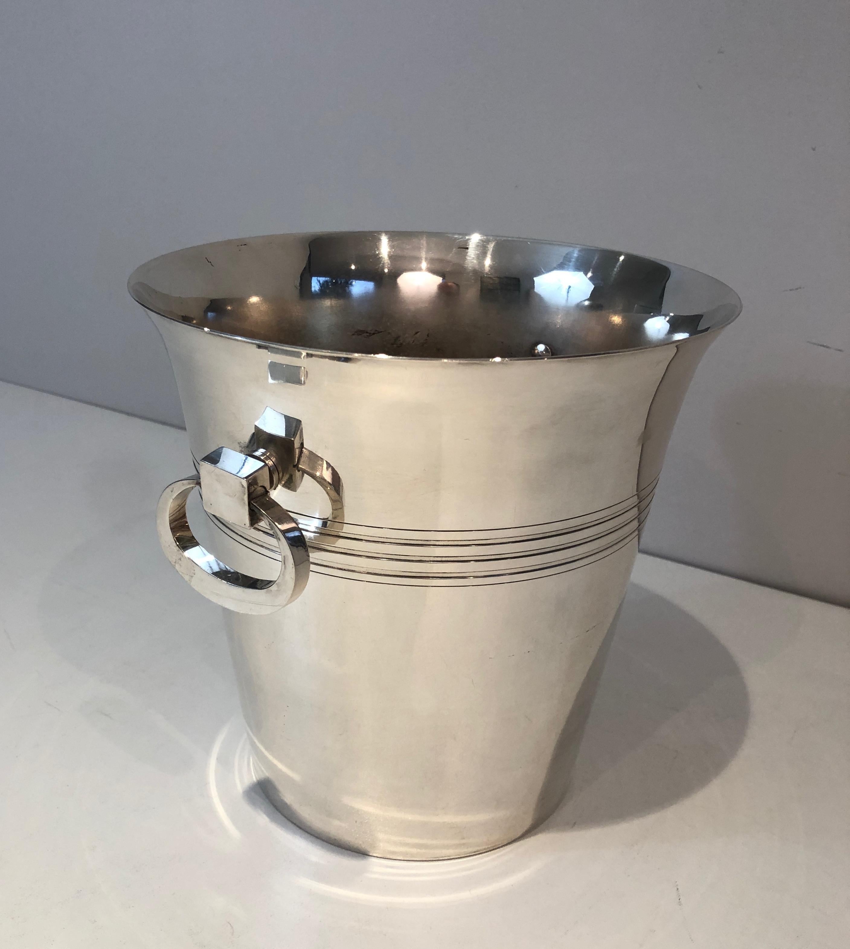 Silver Plated Champagne Bucket, English Marked EPB and Numbered, Circa 1930 In Good Condition In Marcq-en-Barœul, Hauts-de-France
