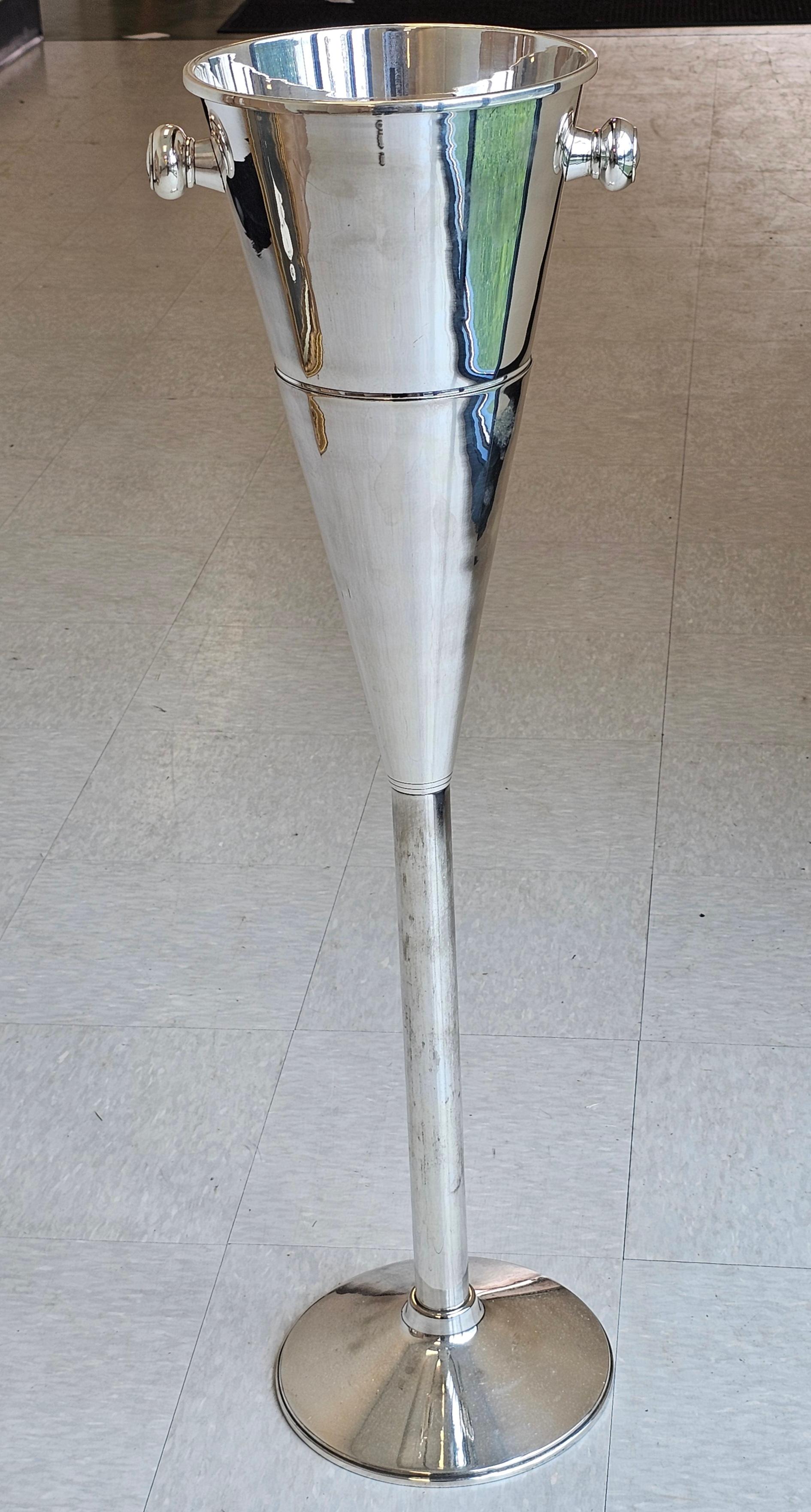 A Silver Plated Champagne or Wine cooler on stand. 36