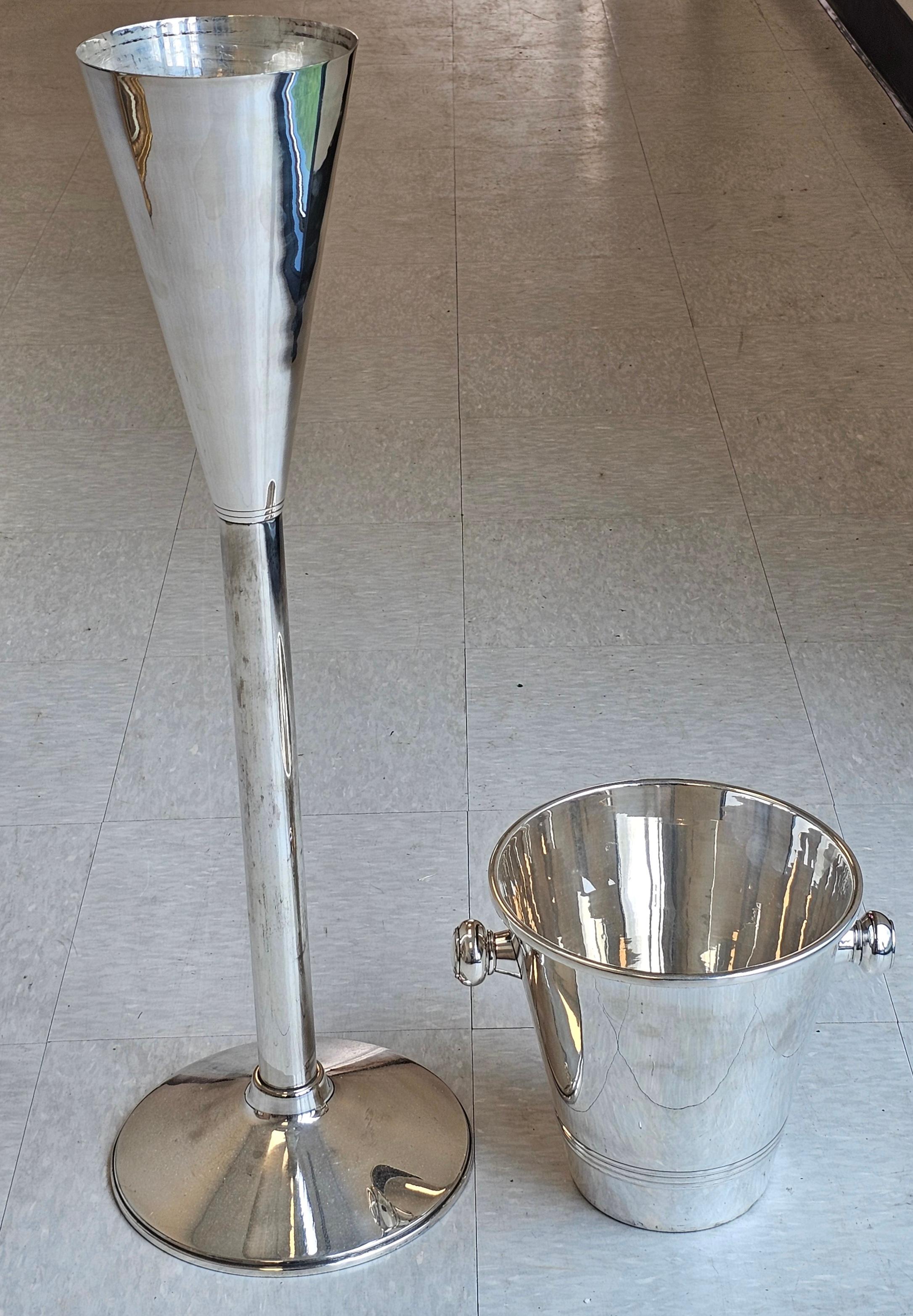Other Silver Plated Champagne or Wine cooler on stand For Sale