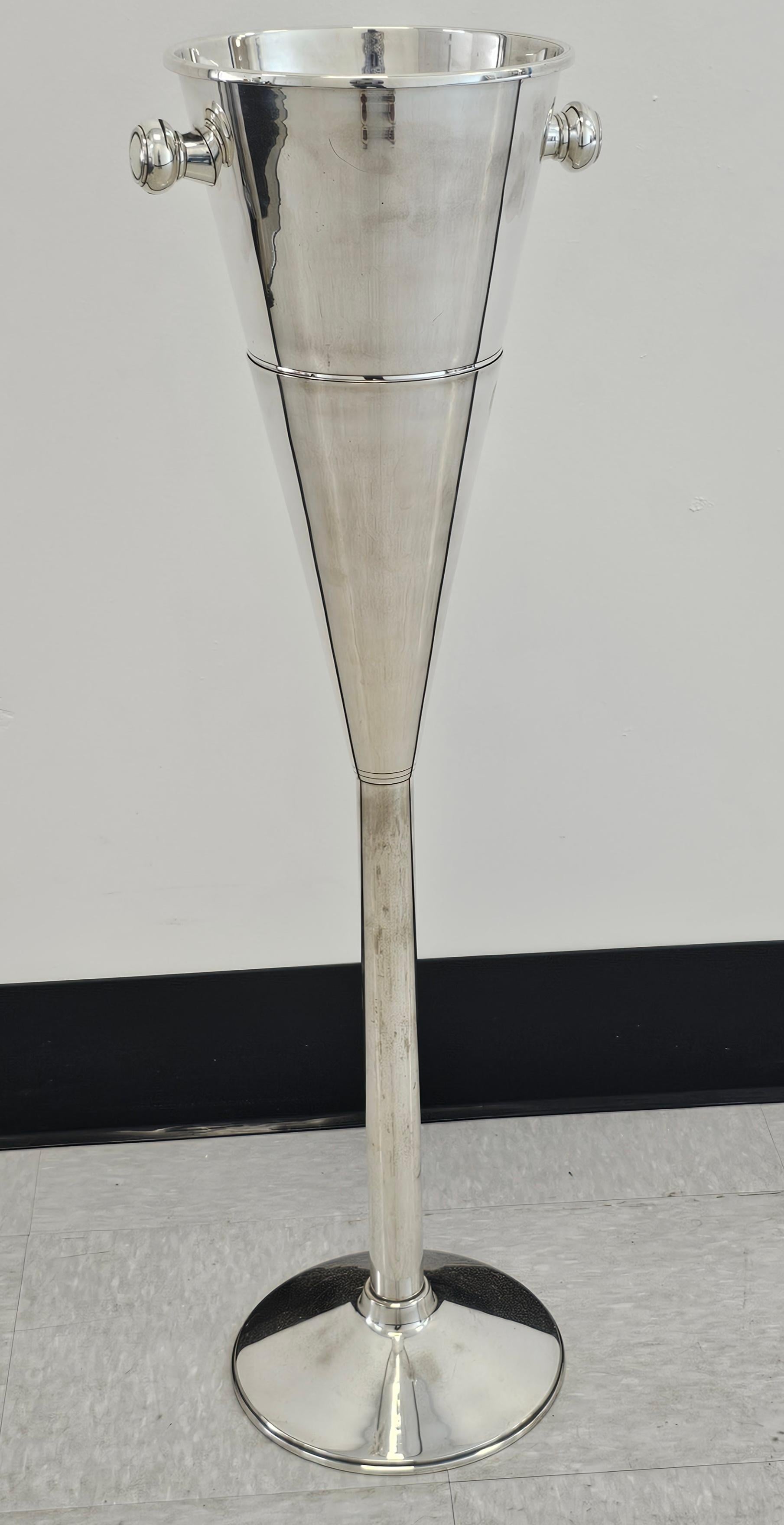 20th Century Silver Plated Champagne or Wine cooler on stand For Sale