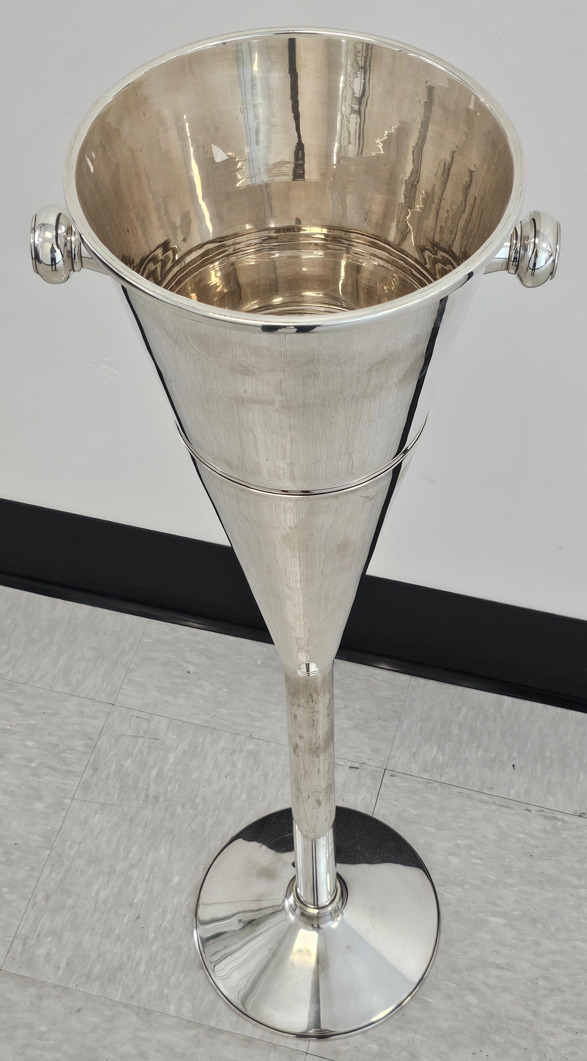 Silver Plated Champagne or Wine cooler on stand For Sale 1
