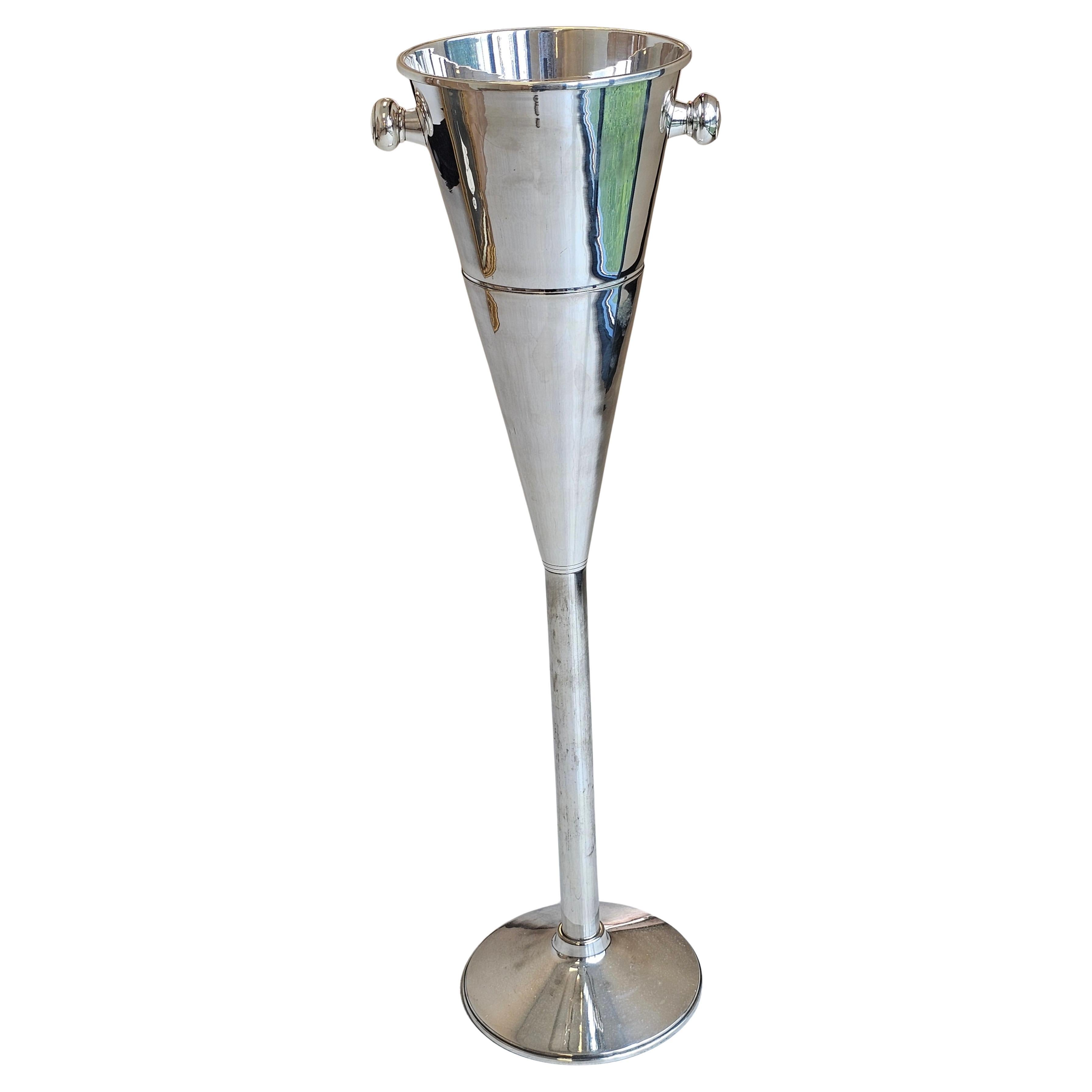 Silver Plated Champagne or Wine cooler on stand For Sale