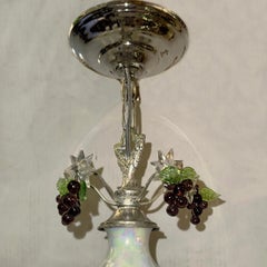 Silver Plated Chandelier with Porcelain Vase