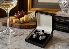 Silver Plated “Cheese Mice” Cocktail Picks Set Original Presentation Box Decor