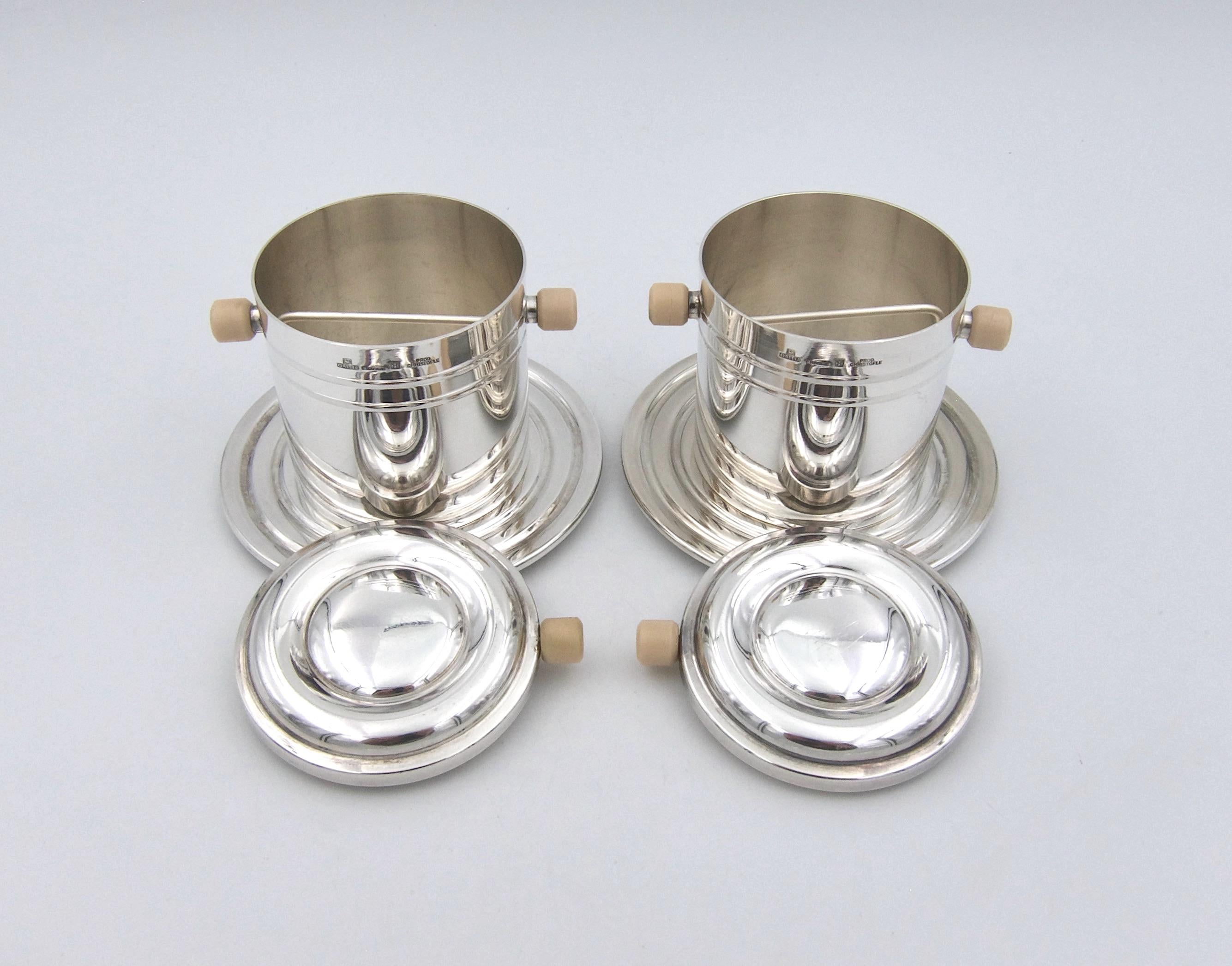 Silver-Plated Christofle Gallia Art Deco Coffee Strainer Pair In Good Condition In Los Angeles, CA
