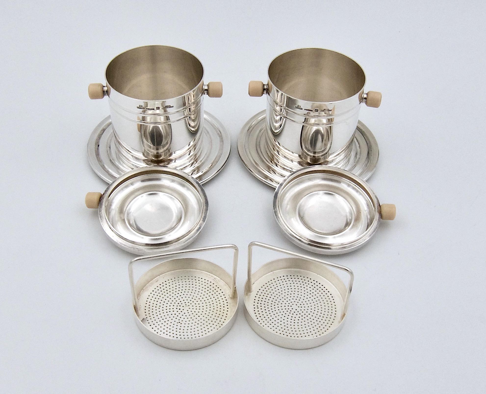 20th Century Silver-Plated Christofle Gallia Art Deco Coffee Strainer Pair