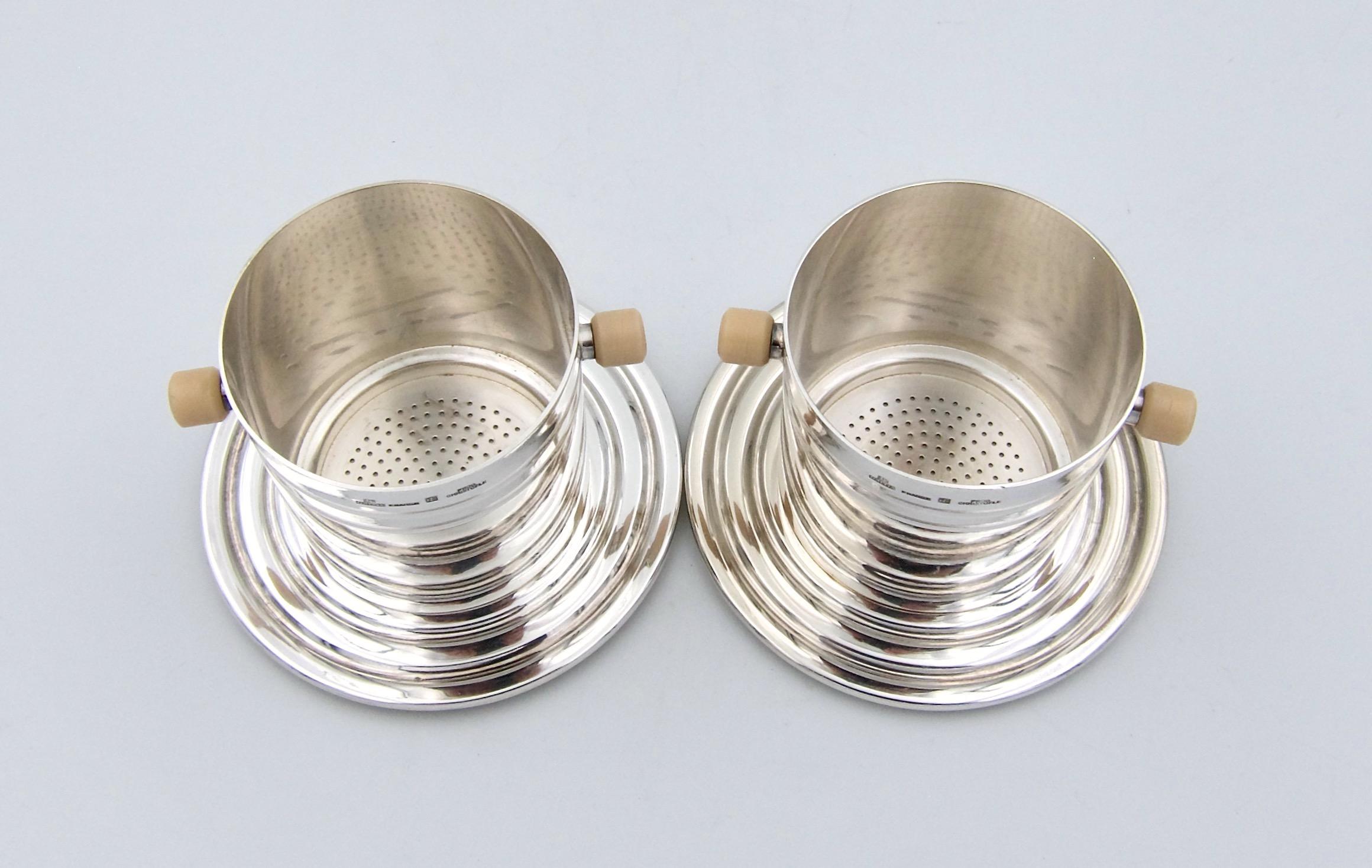 Silver-Plated Christofle Gallia Art Deco Coffee Strainer Pair 2