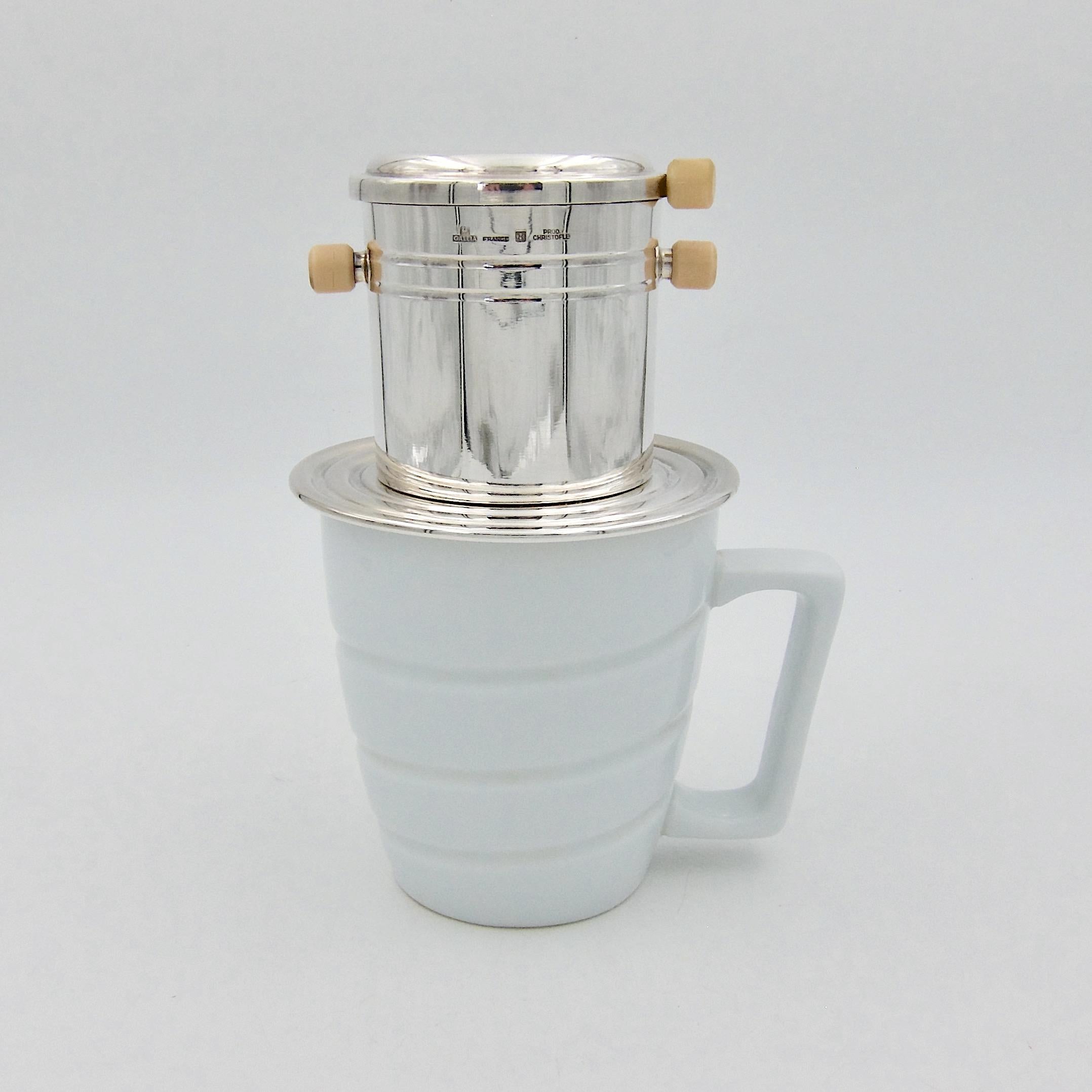 Silver-Plated Christofle Gallia Art Deco Coffee Strainer Pair 3