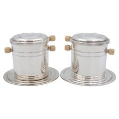 Silver-Plated Christofle Gallia Art Deco Coffee Strainer Pair