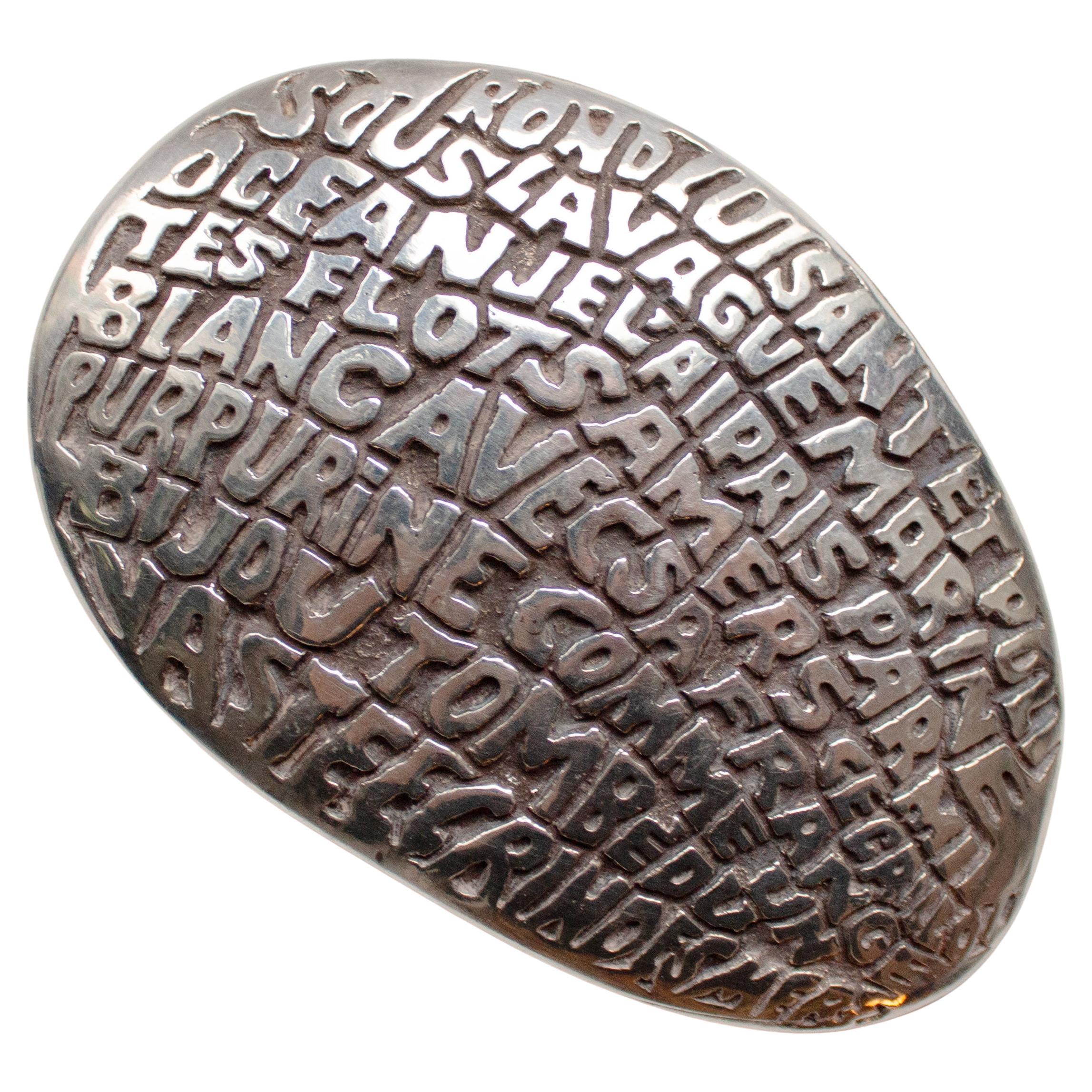 Silver-Plated Christofle Paperweight with Poetic Engraving by B. Quentin