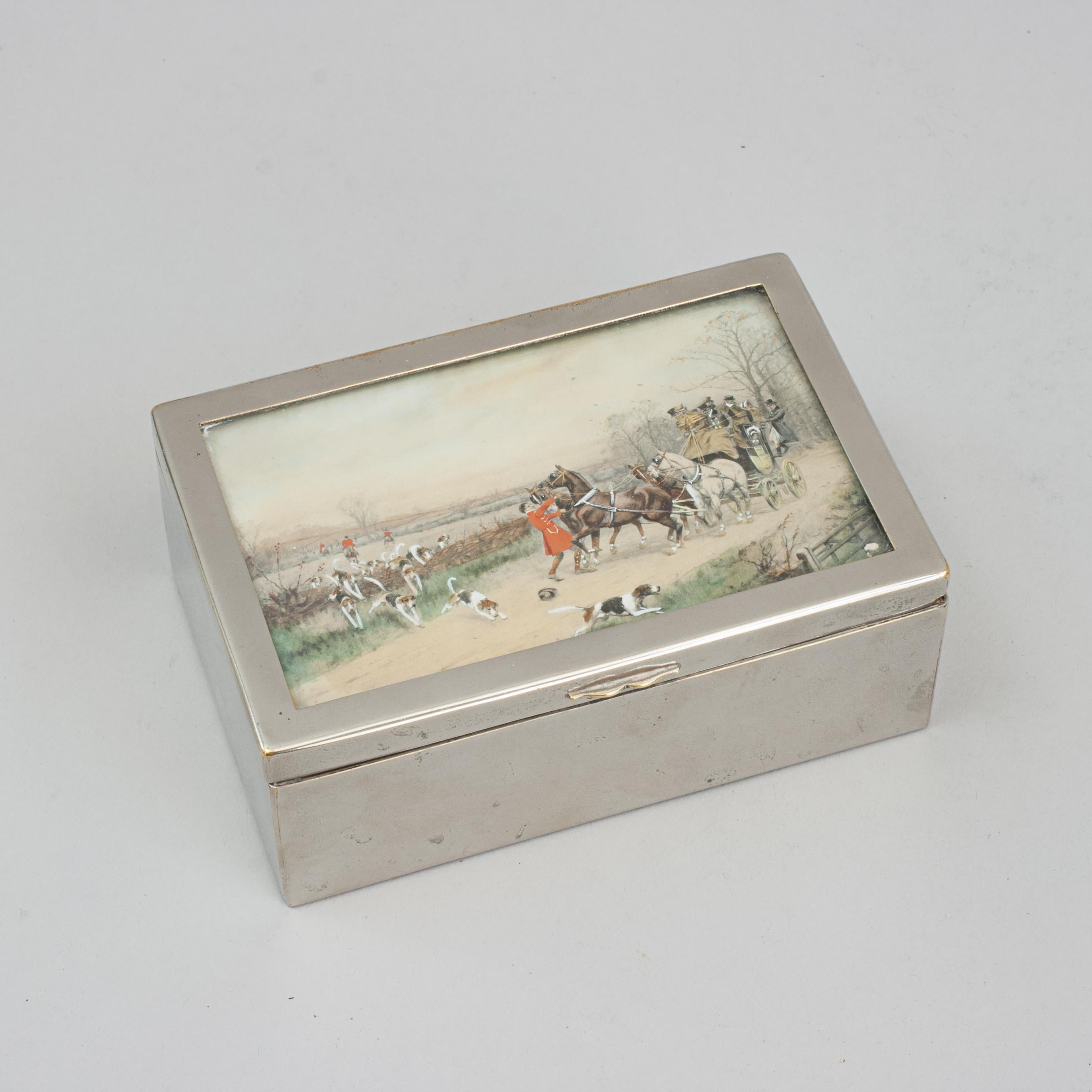 Silver Plated Cigarette Case With Hunting Scene 5