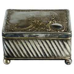 Silver-Plated Cigarette or Cigar box Humidot With Cedar Filling circa 1900s