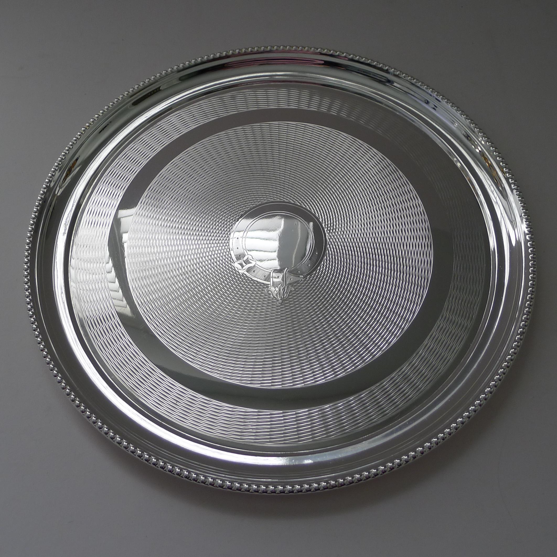 20th Century Silver Plated Circular Cocktail Tray by Walker & Hall c.1900 For Sale