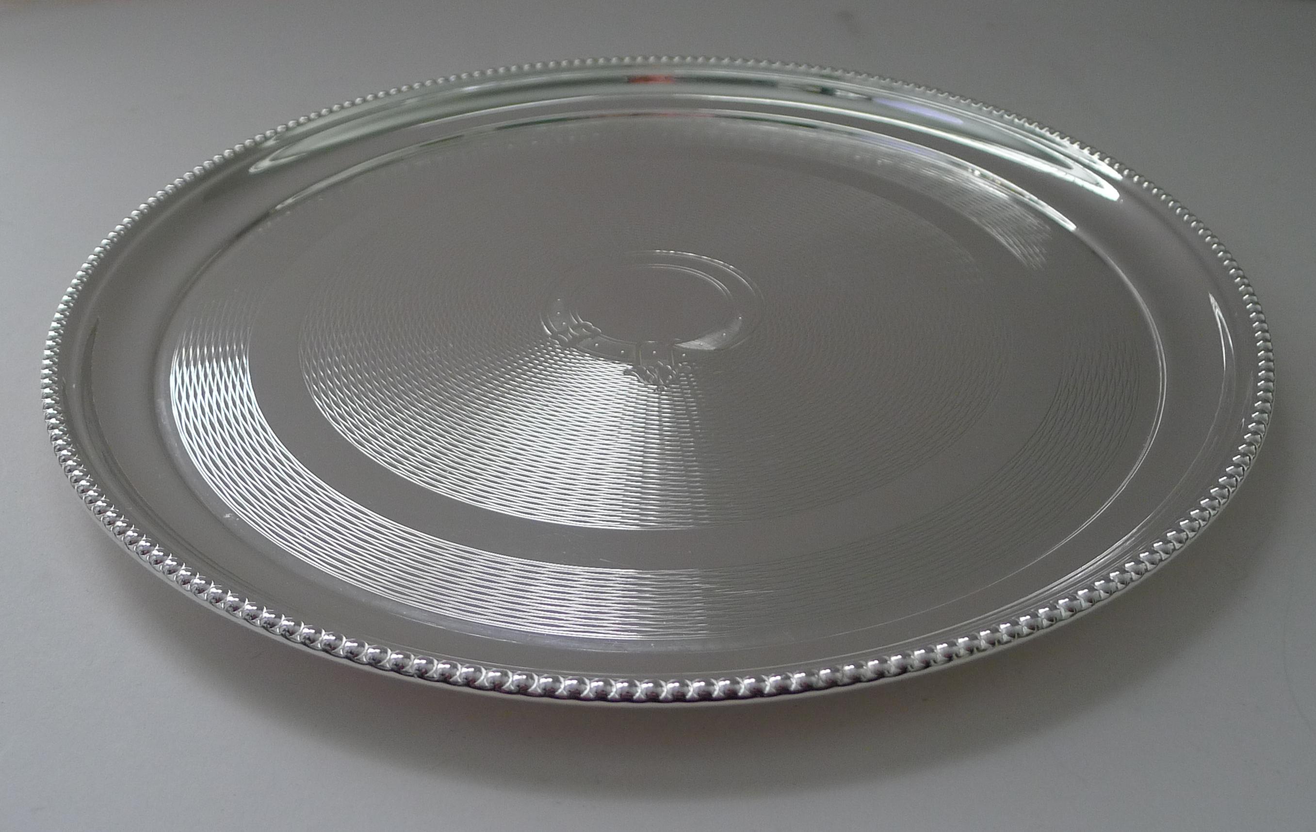 Silver Plated Circular Cocktail Tray by Walker & Hall c.1900 For Sale 1