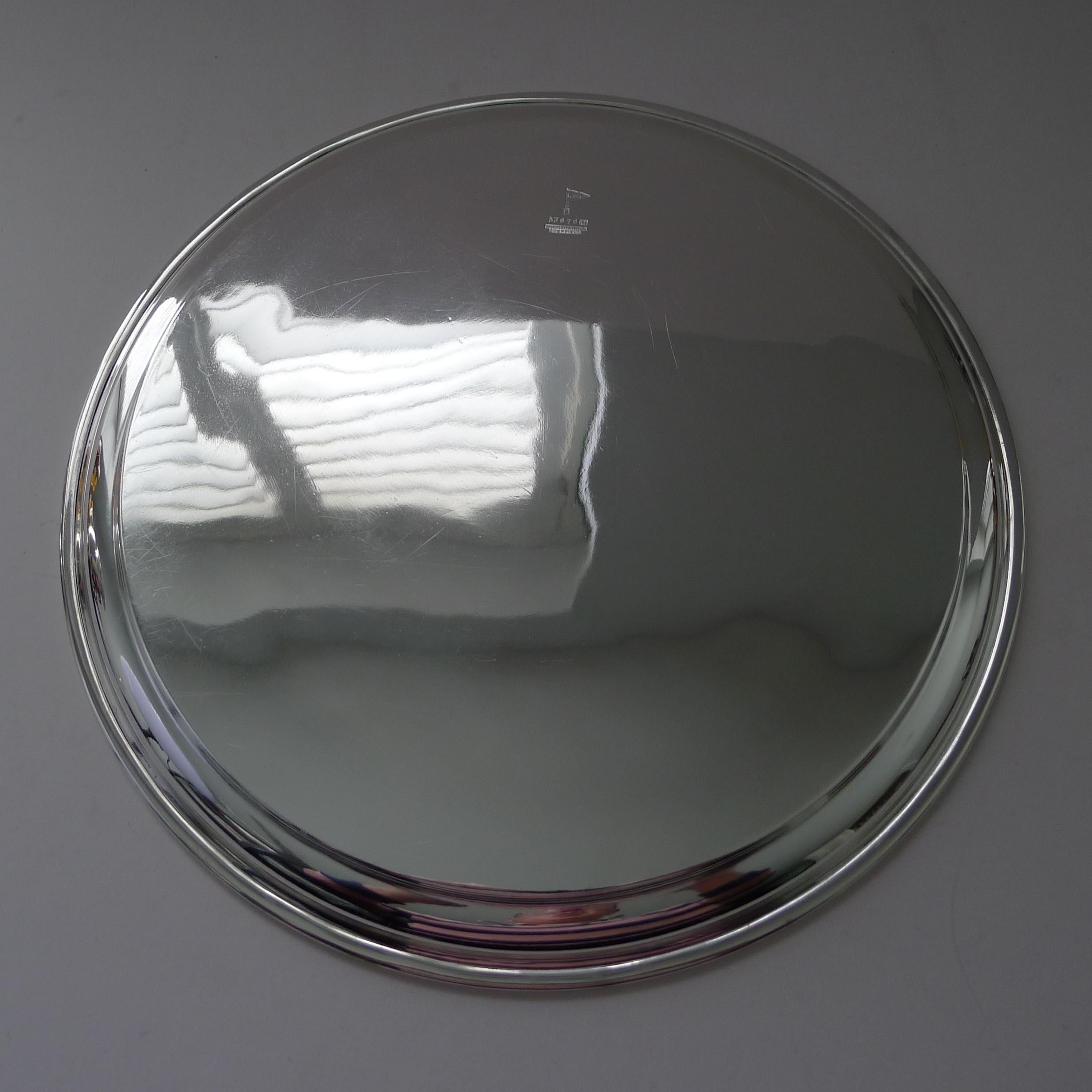 Silver Plated Circular Cocktail Tray by Walker & Hall c.1900 For Sale 2
