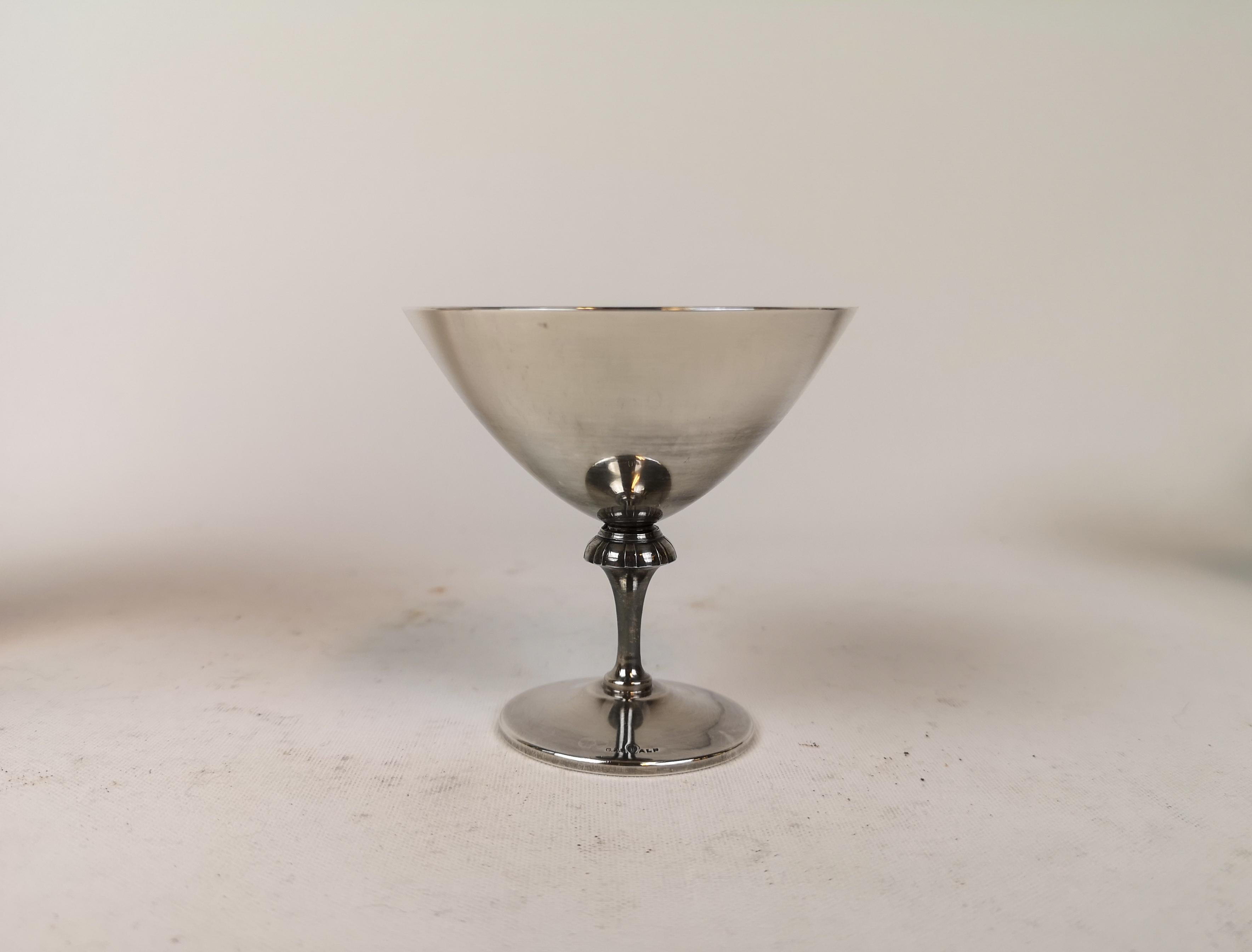 Art Deco Silver Plated Cocktail Shaker and 12 Martini Glasses by Folke Arström, Sweden