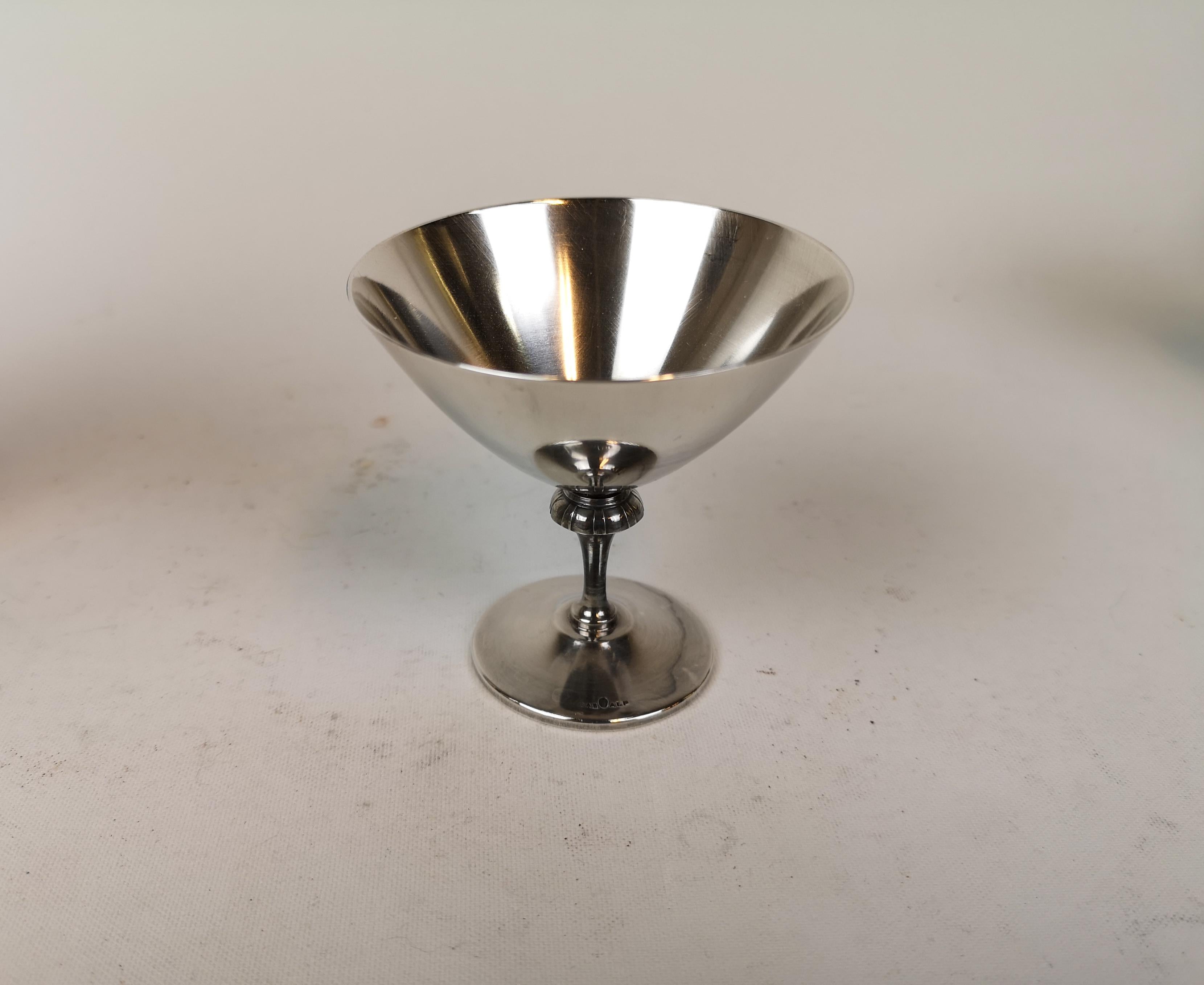 Swedish Silver Plated Cocktail Shaker and 12 Martini Glasses by Folke Arström, Sweden