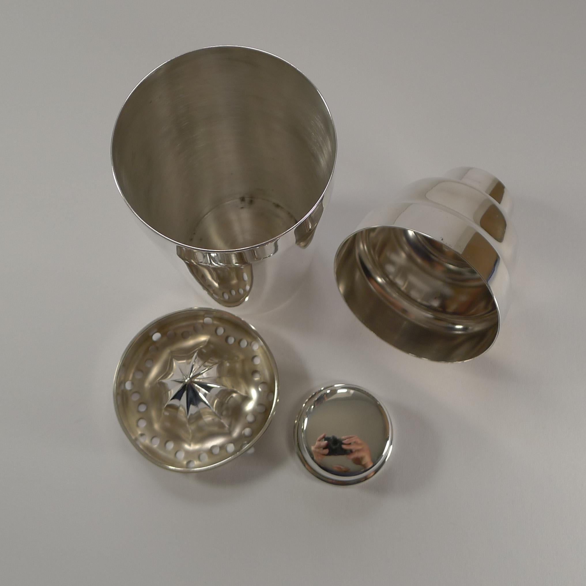 Silver Plated Cocktail Shaker by Christofle, Paris c.1935 with Lemon Squeezer 5