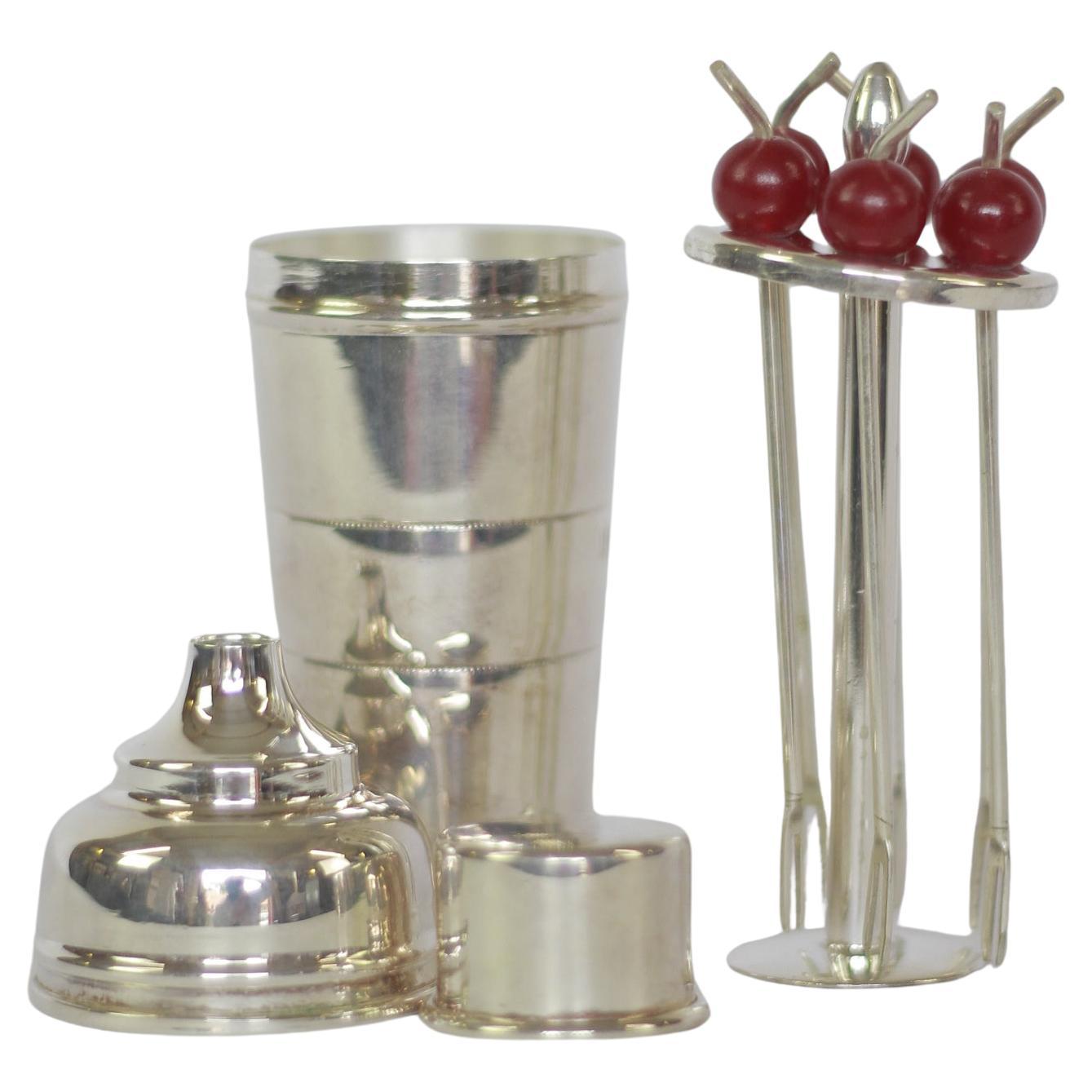 Silver Plated Cocktail stick holder & shot measure P.H.Vogel