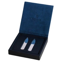 Silver Plated Collar Stiffeners in Leather Box