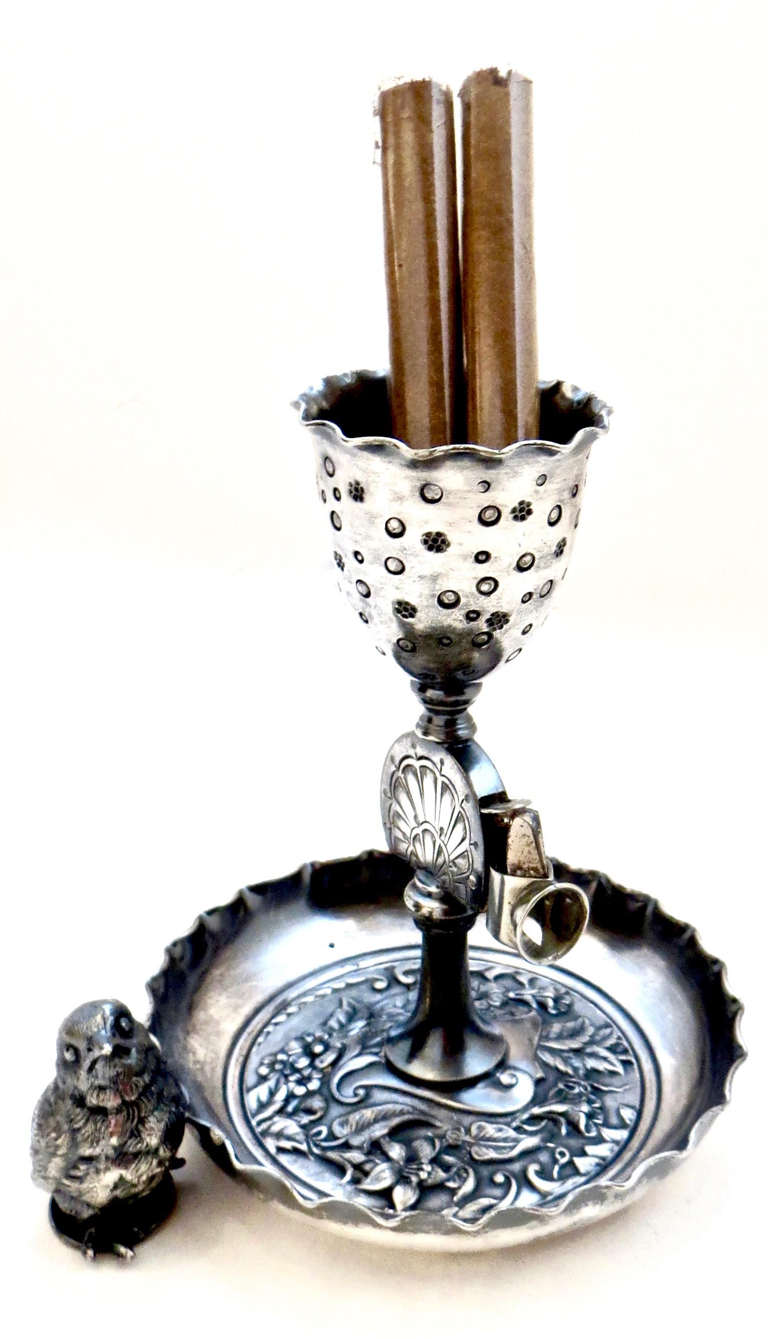Late 19th Century Silver Plated Combination Cigar Cutter/Bud Vase by Derby, Connecticut circa 1885 For Sale
