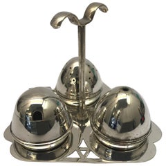 Vintage Silver Plated Condiment Set Comprising of a Salt a Pepper and a Mustard Pot